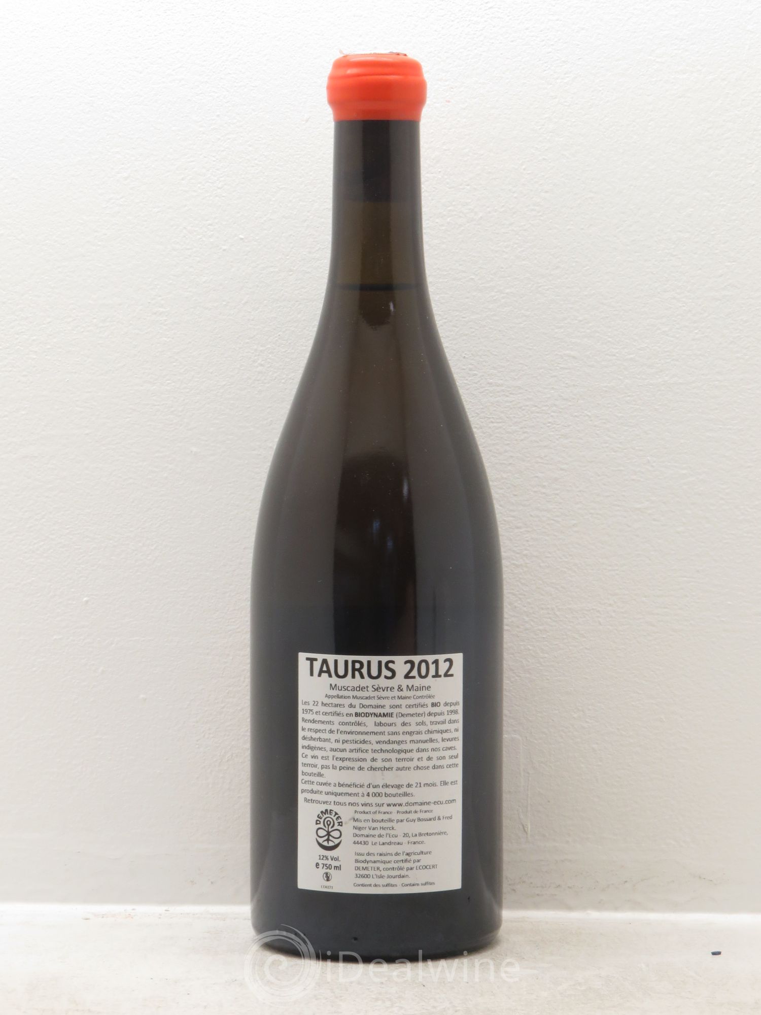 Vin de France (ex-Muscadet-Sèvre-et-Maine) Taurus Domaine de L'Ecu 2012 - Lot de 1 bouteille - 1