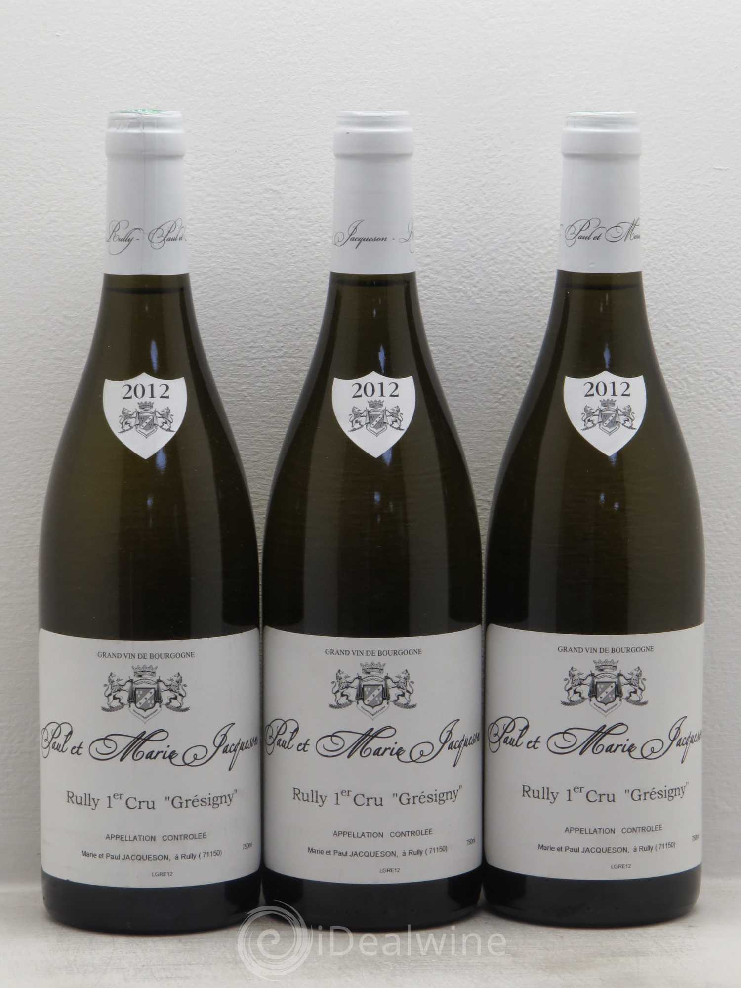 Rully 1er Cru Grésigny Paul & Marie Jacqueson 2012 - Posten von 3 Flaschen - 0