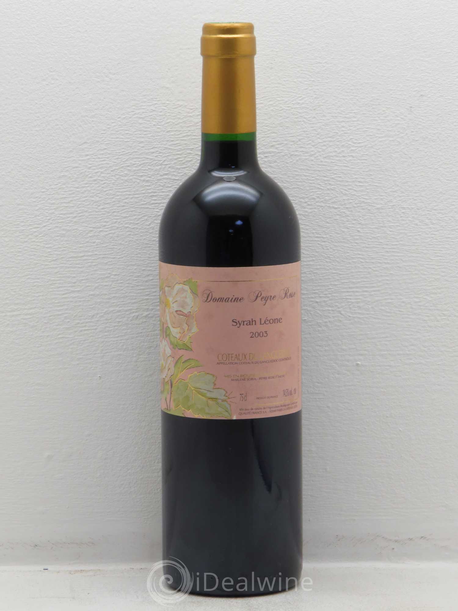 Coteaux du Languedoc Domaine Peyre Rose Belle Léone (anciennement Syrah Léone) Marlène Soria 2003 - Lot de 1 bouteille - 0