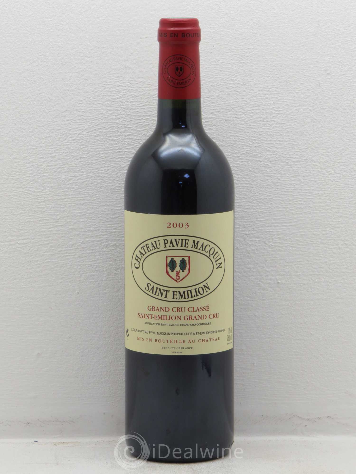 Château Pavie Macquin 1er Grand Cru Classé B 2003 - Lot de 1 bouteille - 0