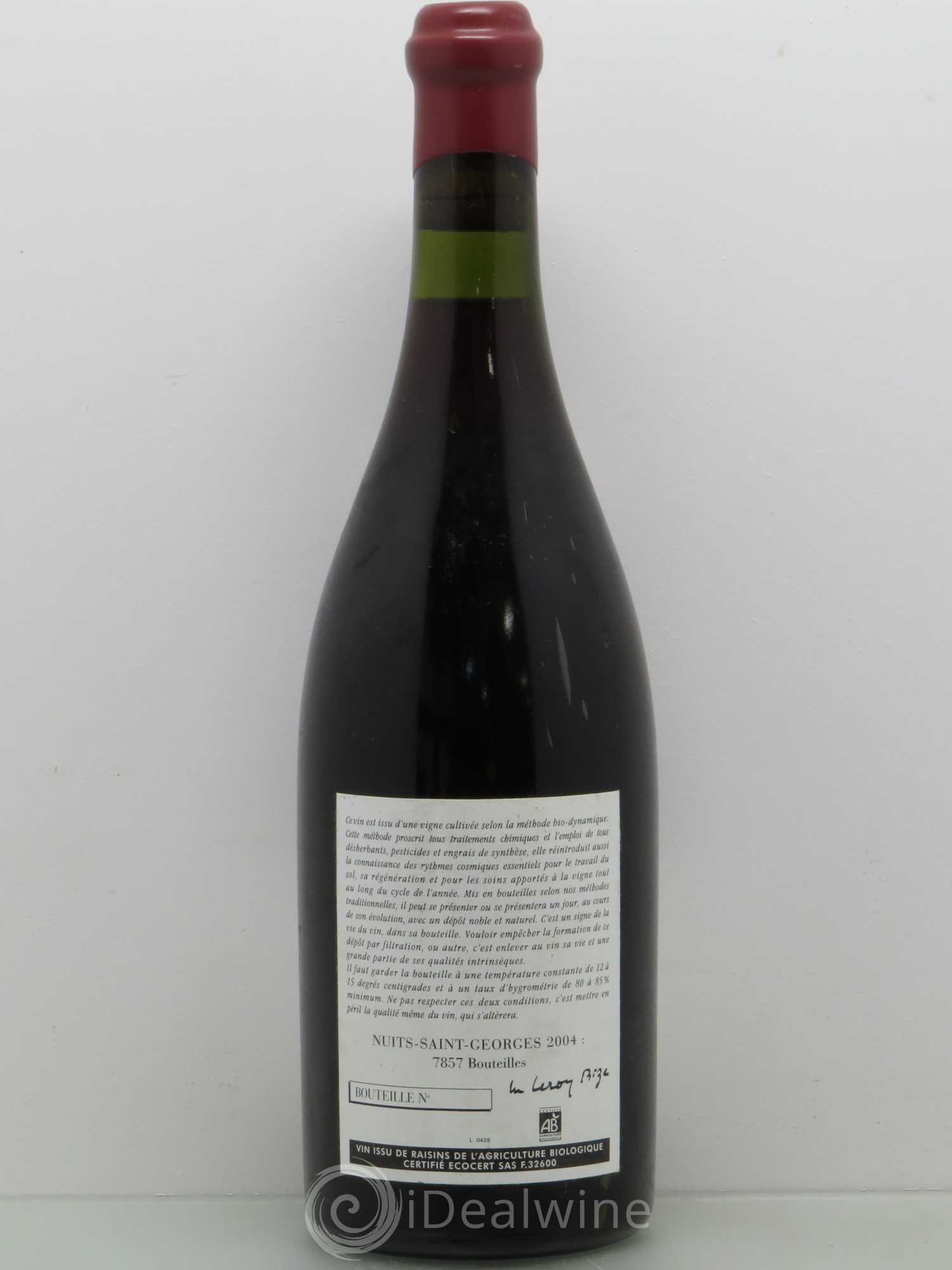 Nuits-Saint-Georges Leroy (Domaine) 2004 - Lot de 1 bouteille - 1
