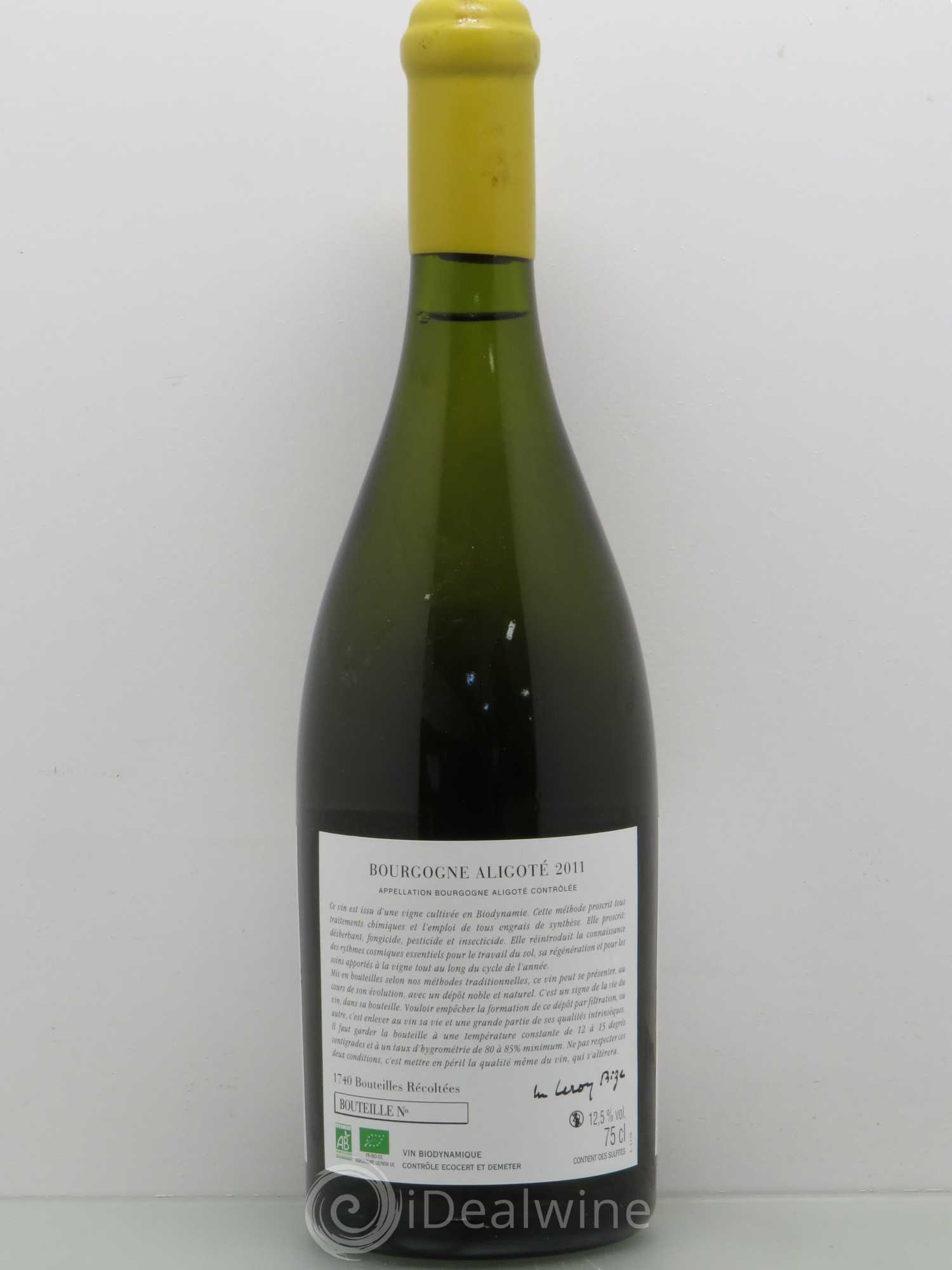 Bourgogne Aligoté Sous Chatelet d'Auvenay (Domaine) Sous Chatelet  2011 - Lot de 1 bouteille - 1