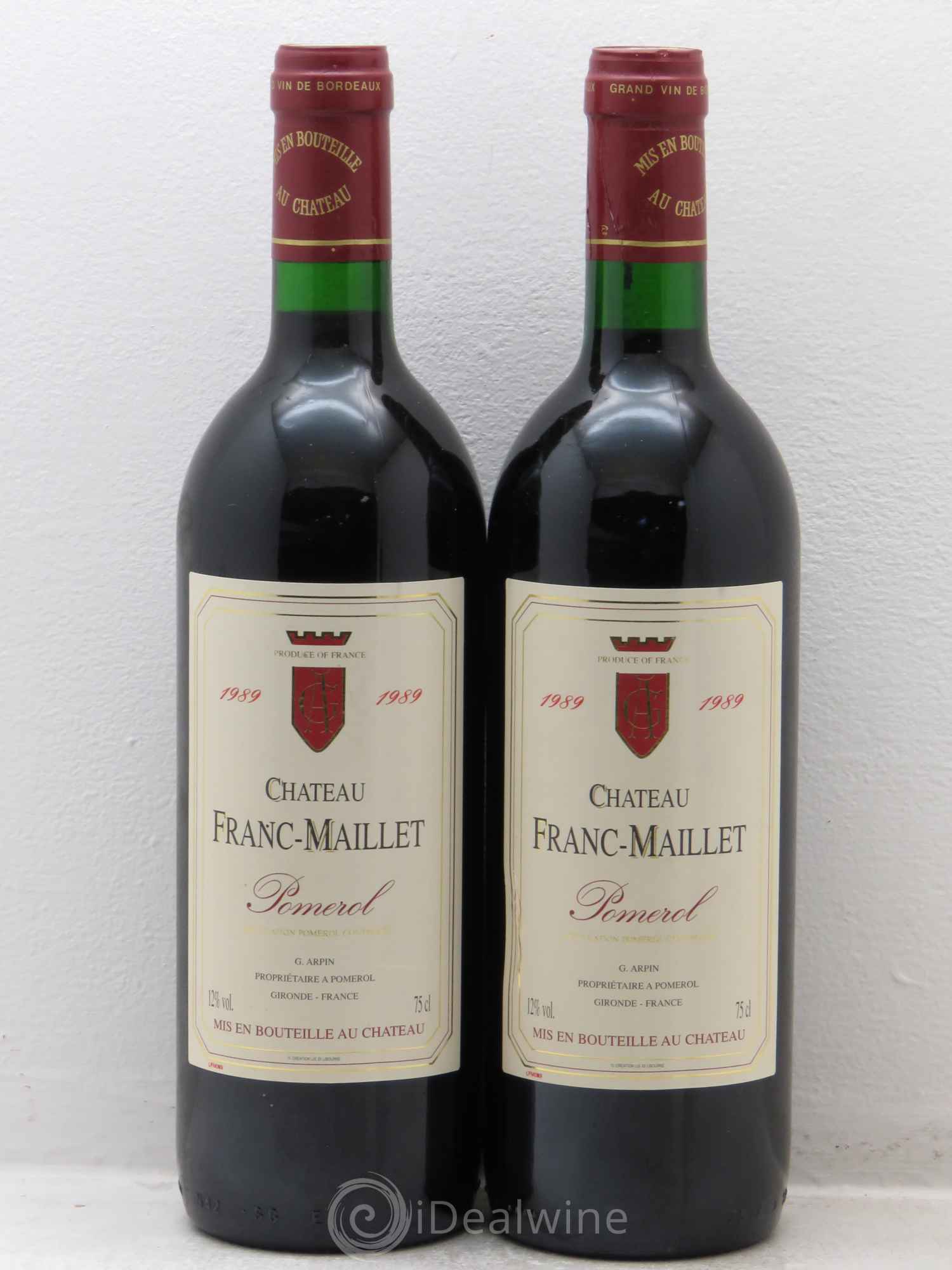 Pomerol franc maillet 1989 - Lot de 2 bouteilles - 0