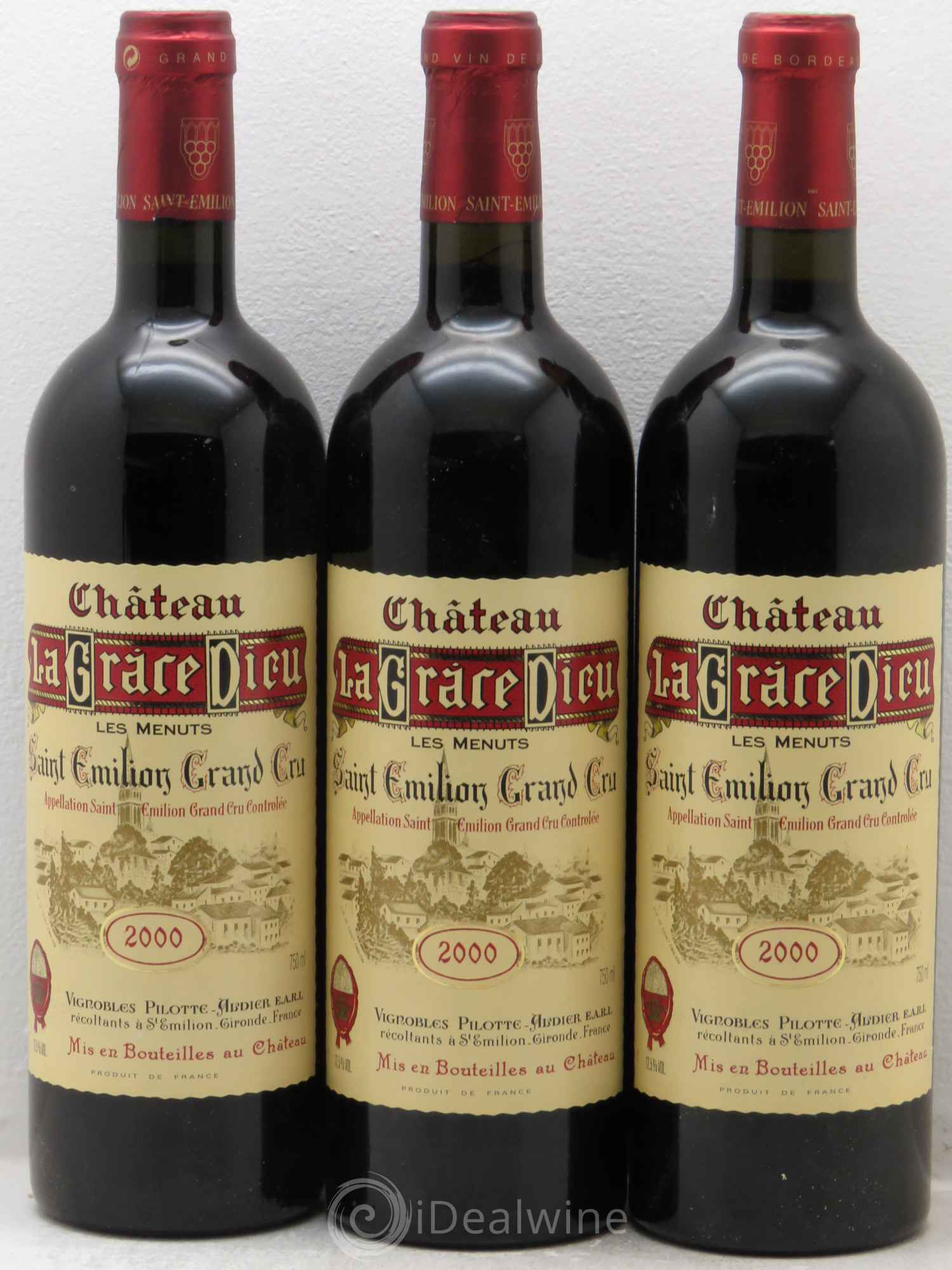 Château la Grâce Dieu les Menuts 2000 - Lot de 3 bouteilles - 0