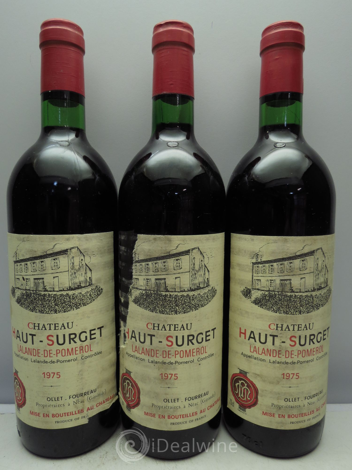 Bordeaux Château Haut Surget Lalande de Pomerol 1975 - Posten von 3 Flaschen - 0