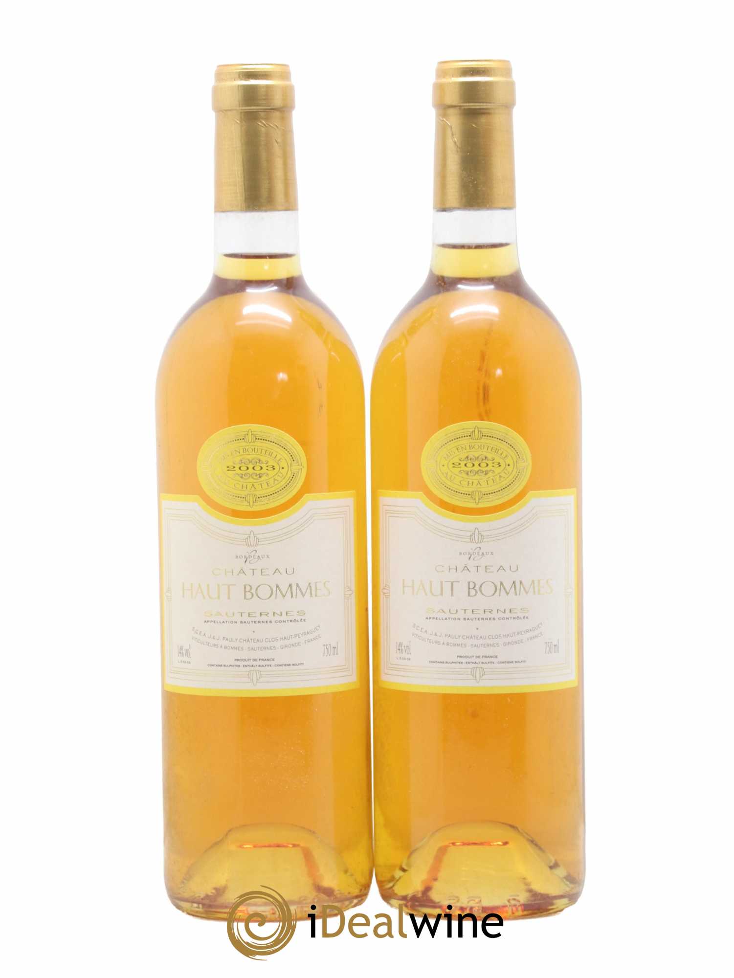 Sauternes Haut Bommes (sans prix de réserve) (sans prix de réserve) 2003 - Lotto di 2 bottiglie - 0