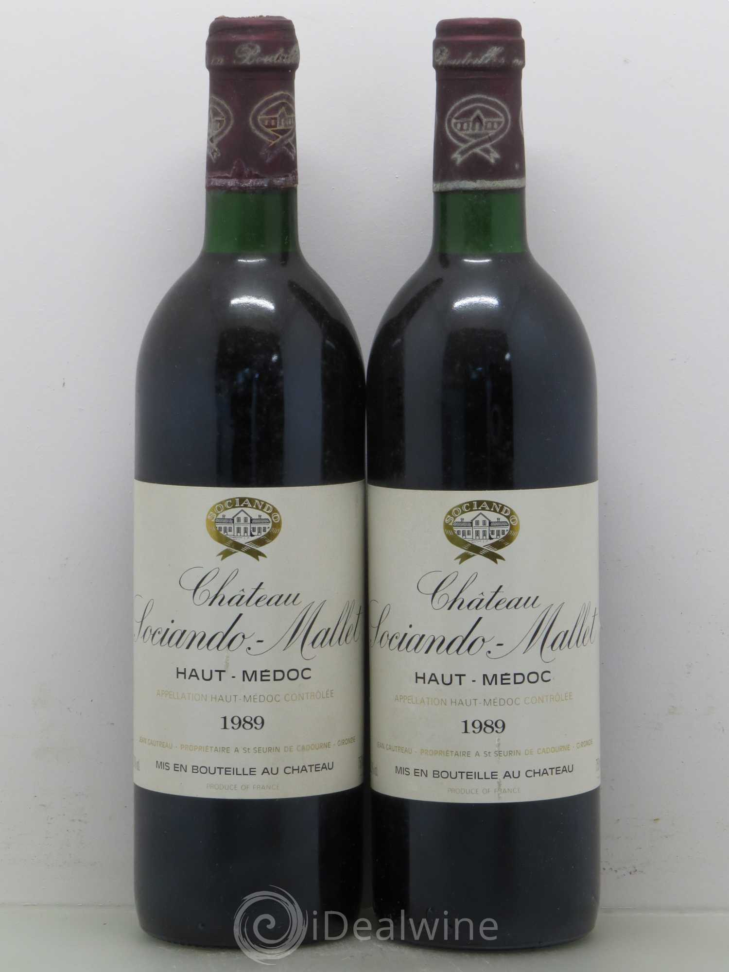 Château Sociando Mallet 1989 - Lot de 2 bouteilles - 0