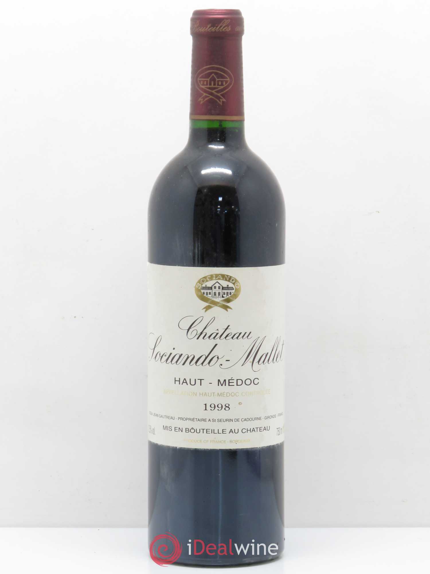 Château Sociando Mallet 1998 - Lot de 1 bouteille - 0