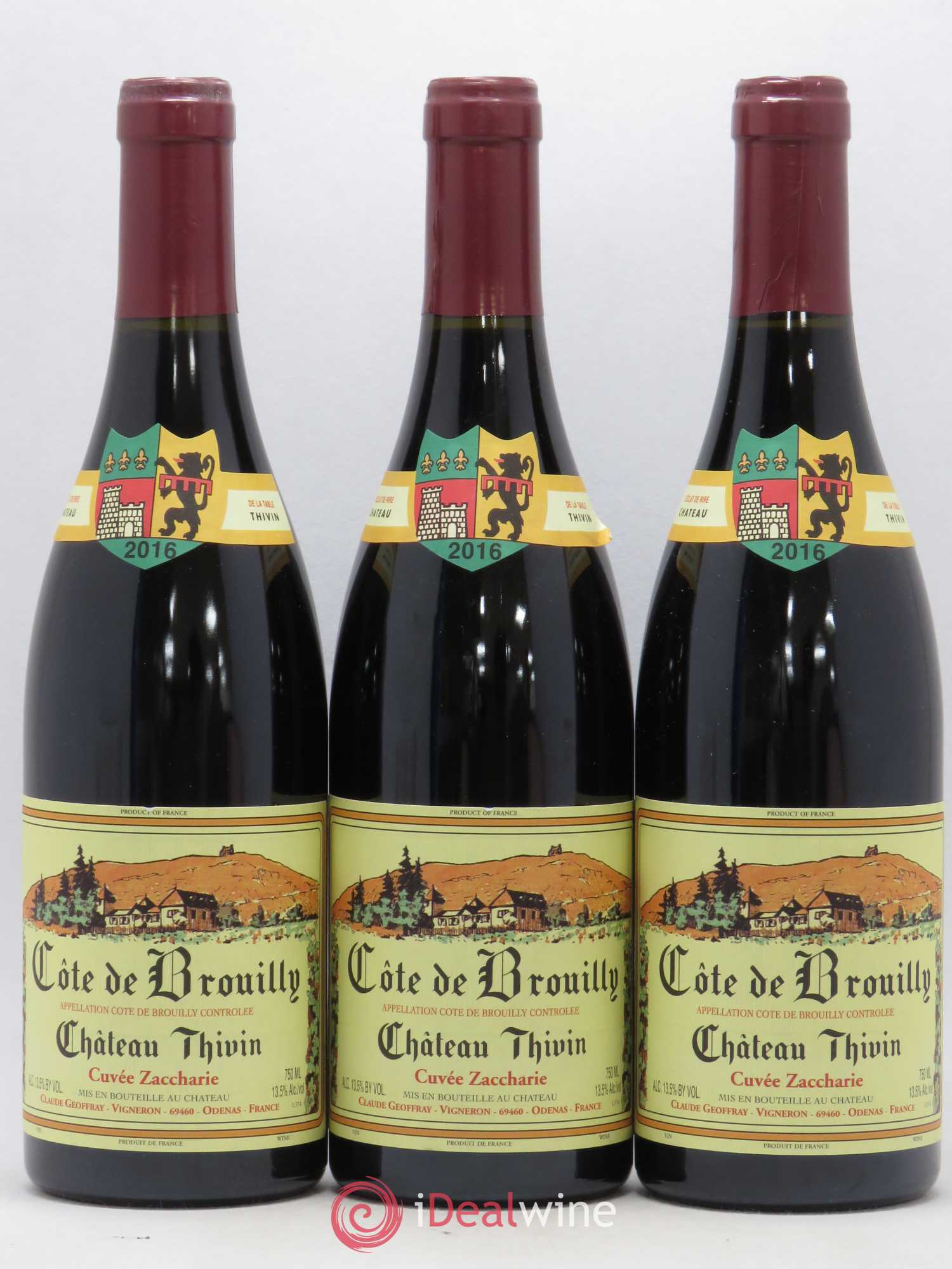 Côte de Brouilly Cuvée Zaccharie Château Thivin 2016 - Lot de 3 bouteilles - 0