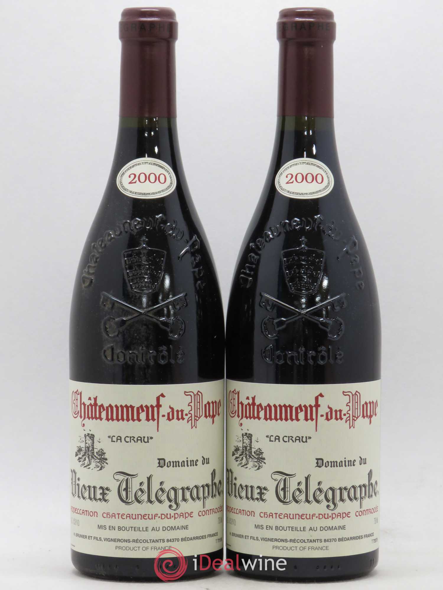 Châteauneuf-du-Pape Vieux Télégraphe (Domaine du) Vignobles Brunier La Crau 2000 - Lot de 2 bouteilles - 0