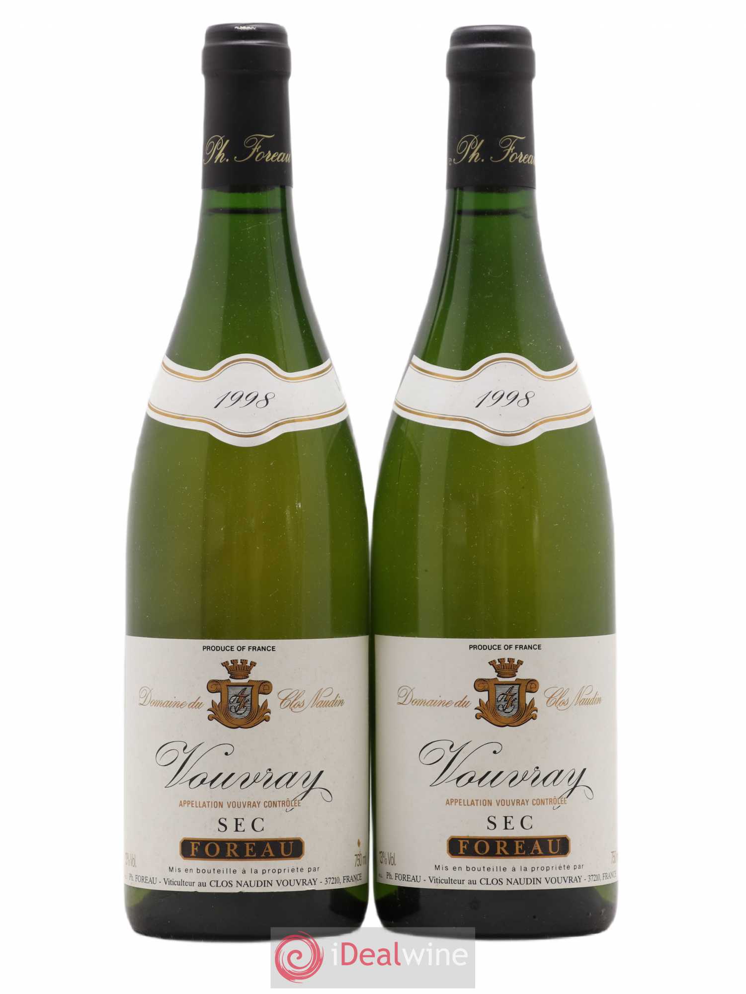 Vouvray Sec Clos Naudin - Philippe Foreau 1998 - Lot de 2 bouteilles - 0