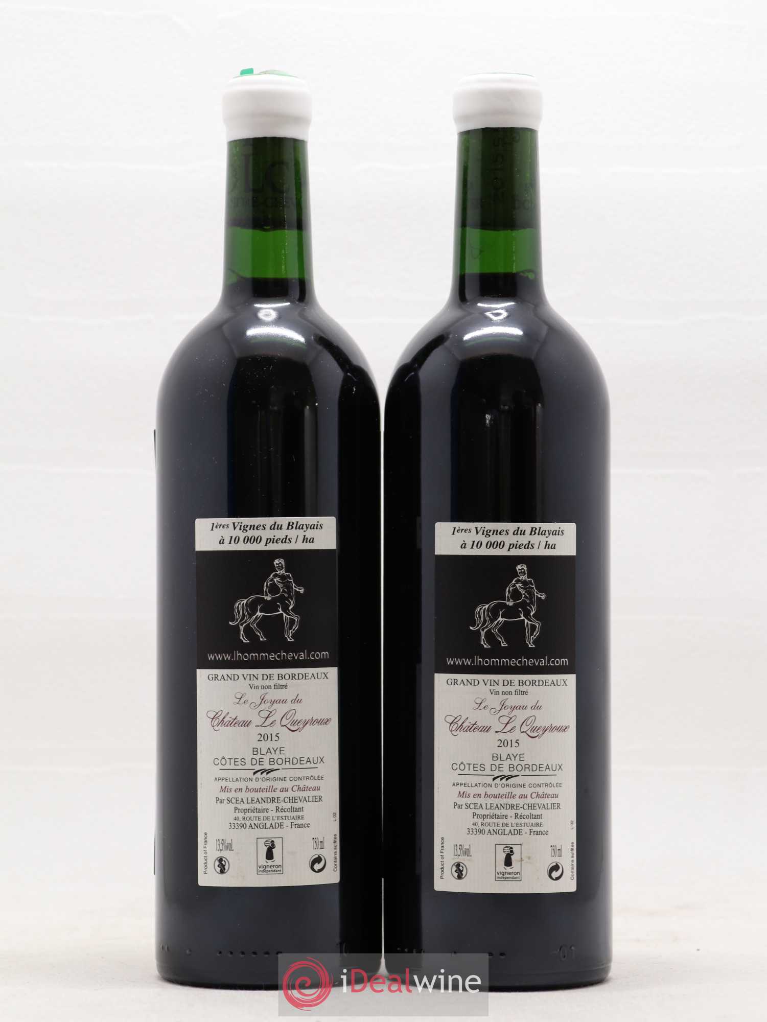 Premières-Côtes-de-Blaye (Blaye-Côtes-de-Bordeaux) Le Queyroux Le Joyaux (sans prix de réserve) 2015 - Lotto di 2 bottiglie - 1