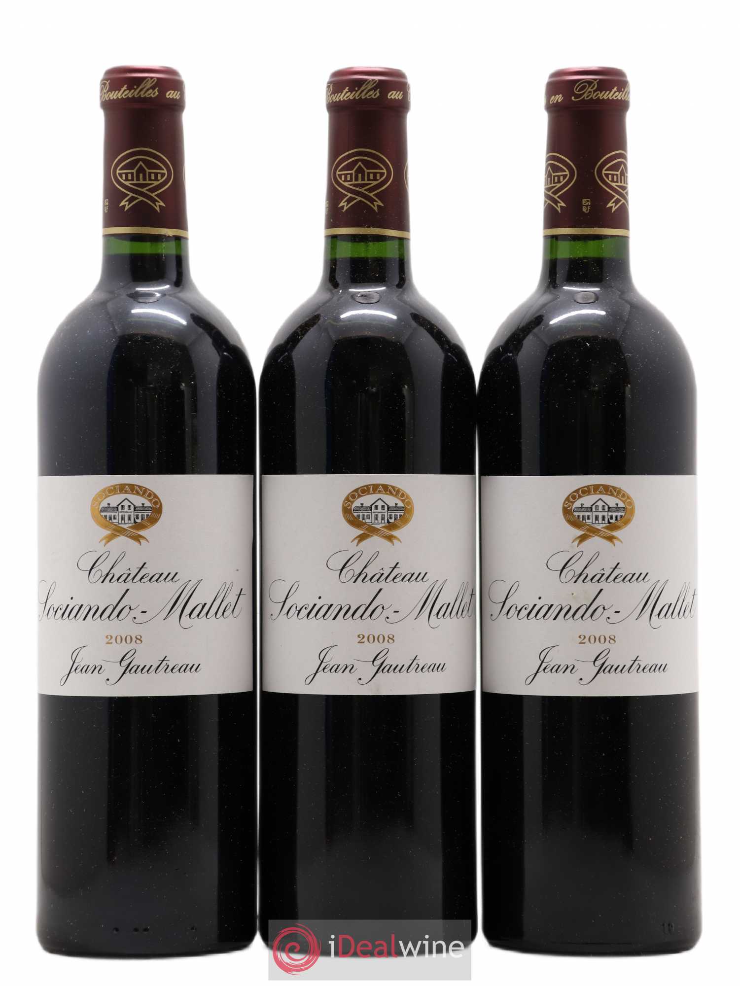 Château Sociando Mallet 2008 - Lot de 3 bouteilles - 0