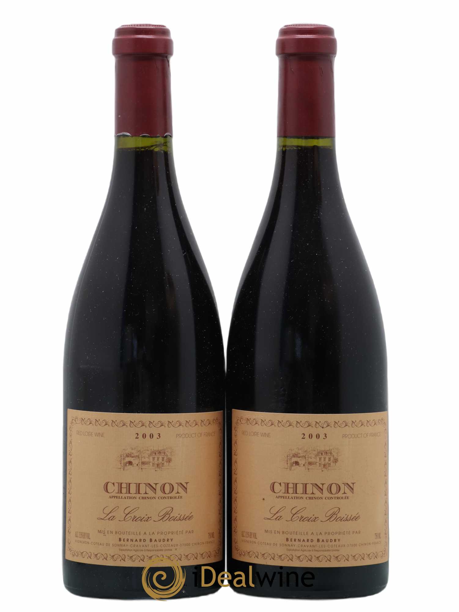 Chinon La Croix Boissée Bernard Baudry 2003 - Lot de 2 bouteilles - 0