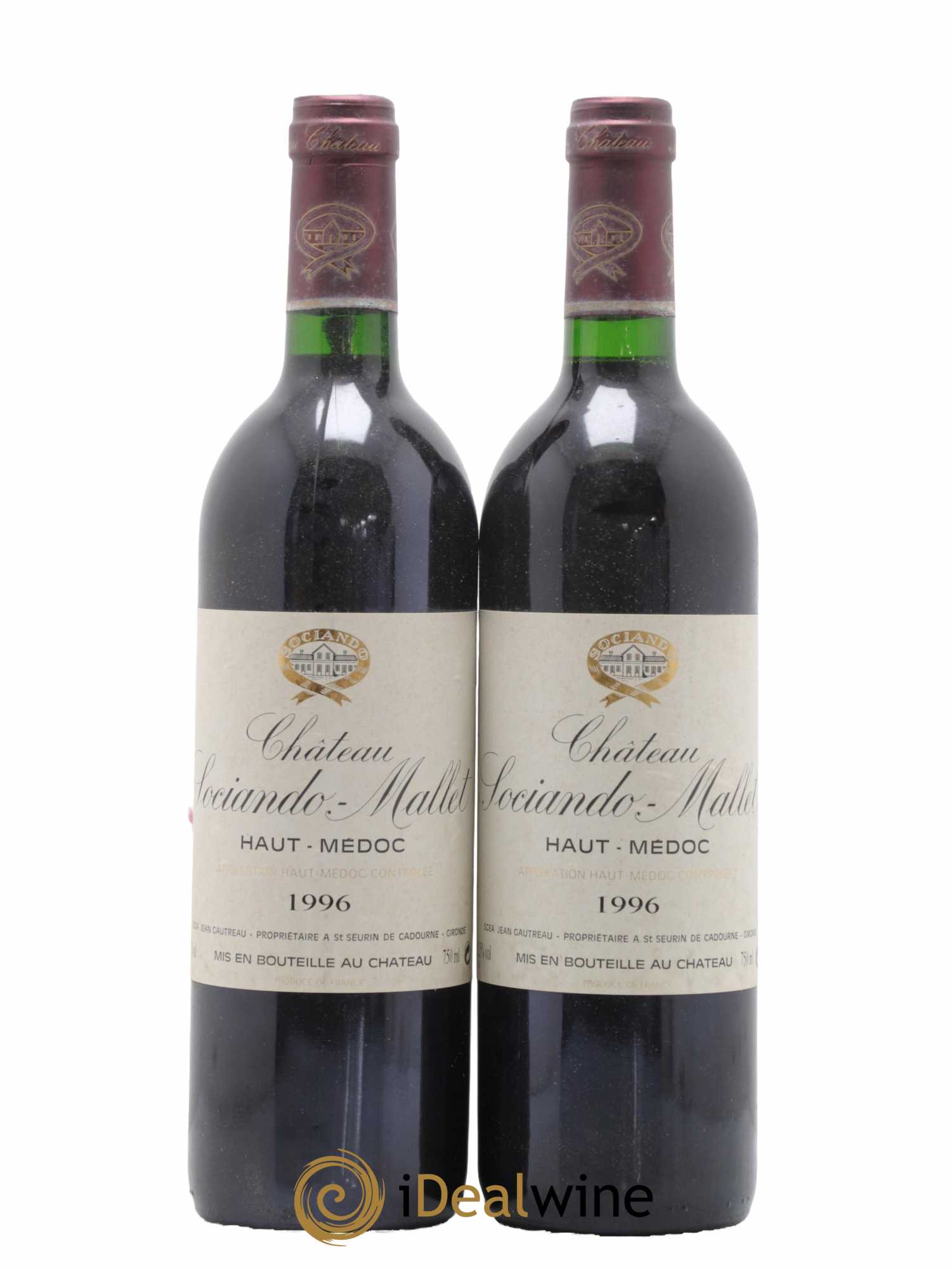 Château Sociando Mallet 1996 - Lot de 2 bouteilles - 0
