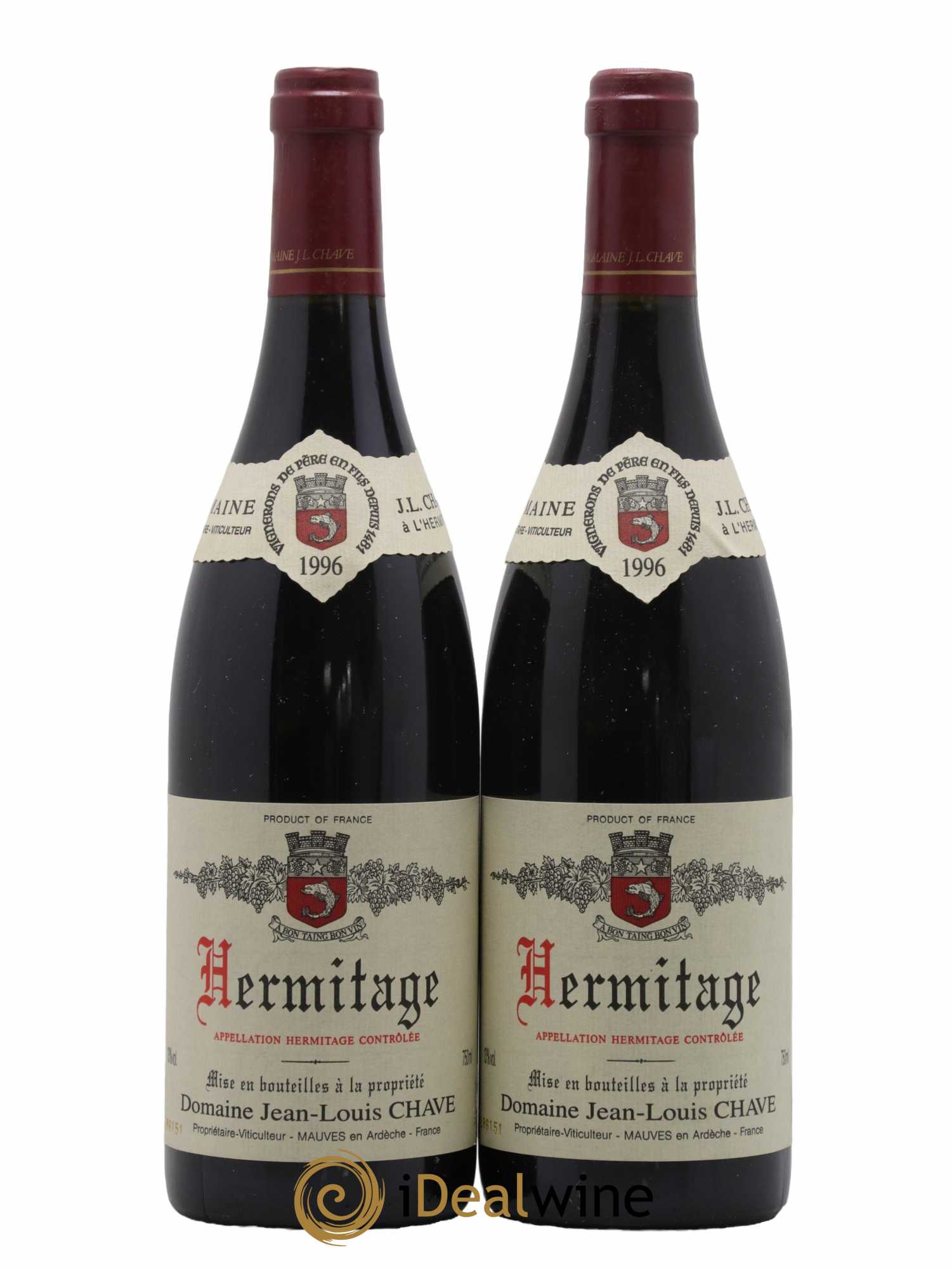 Hermitage Jean-Louis Chave 1996 - Lot de 2 bouteilles - 0