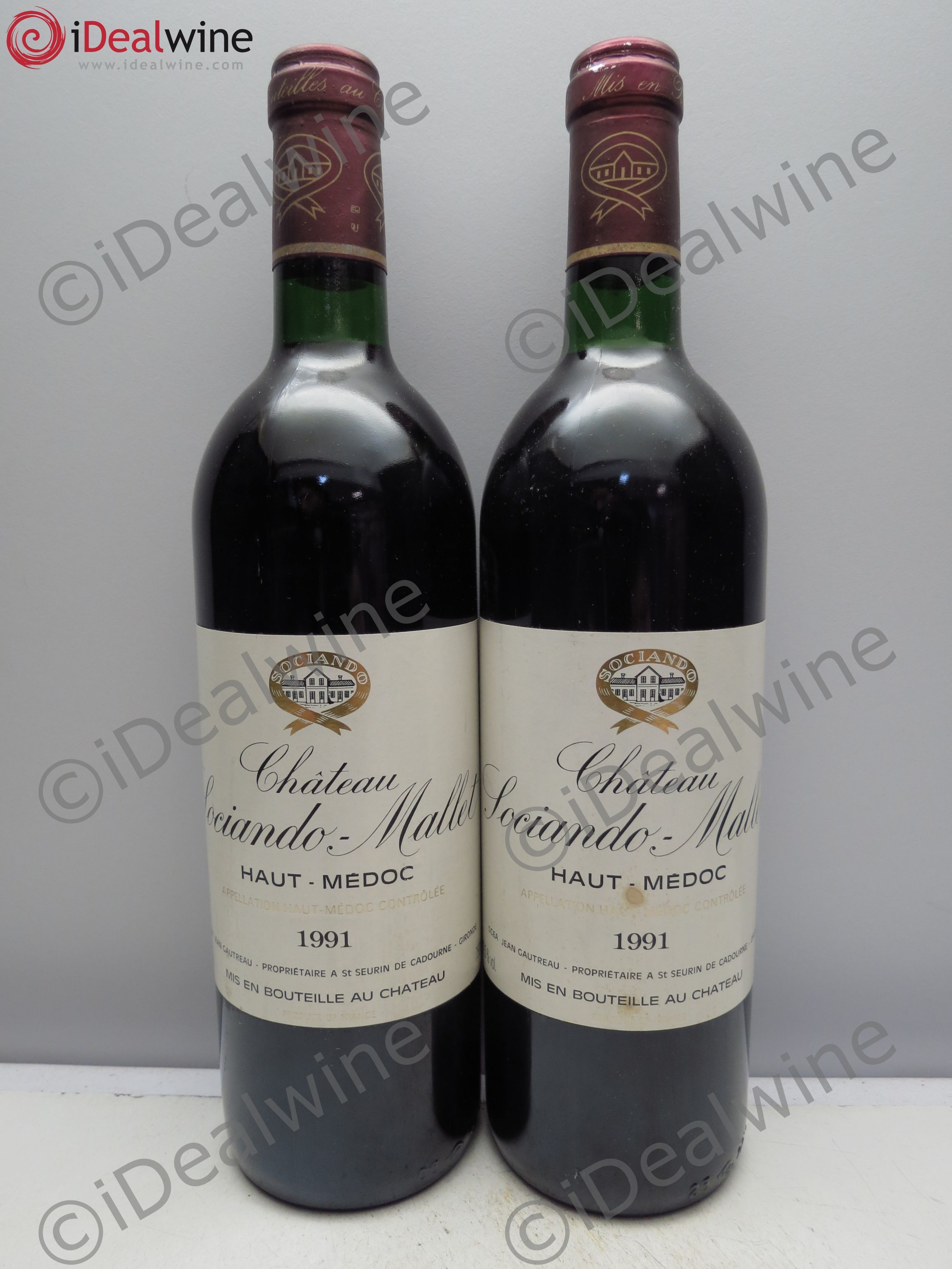Château Sociando Mallet 1991 - Lot de 2 bouteilles - 0