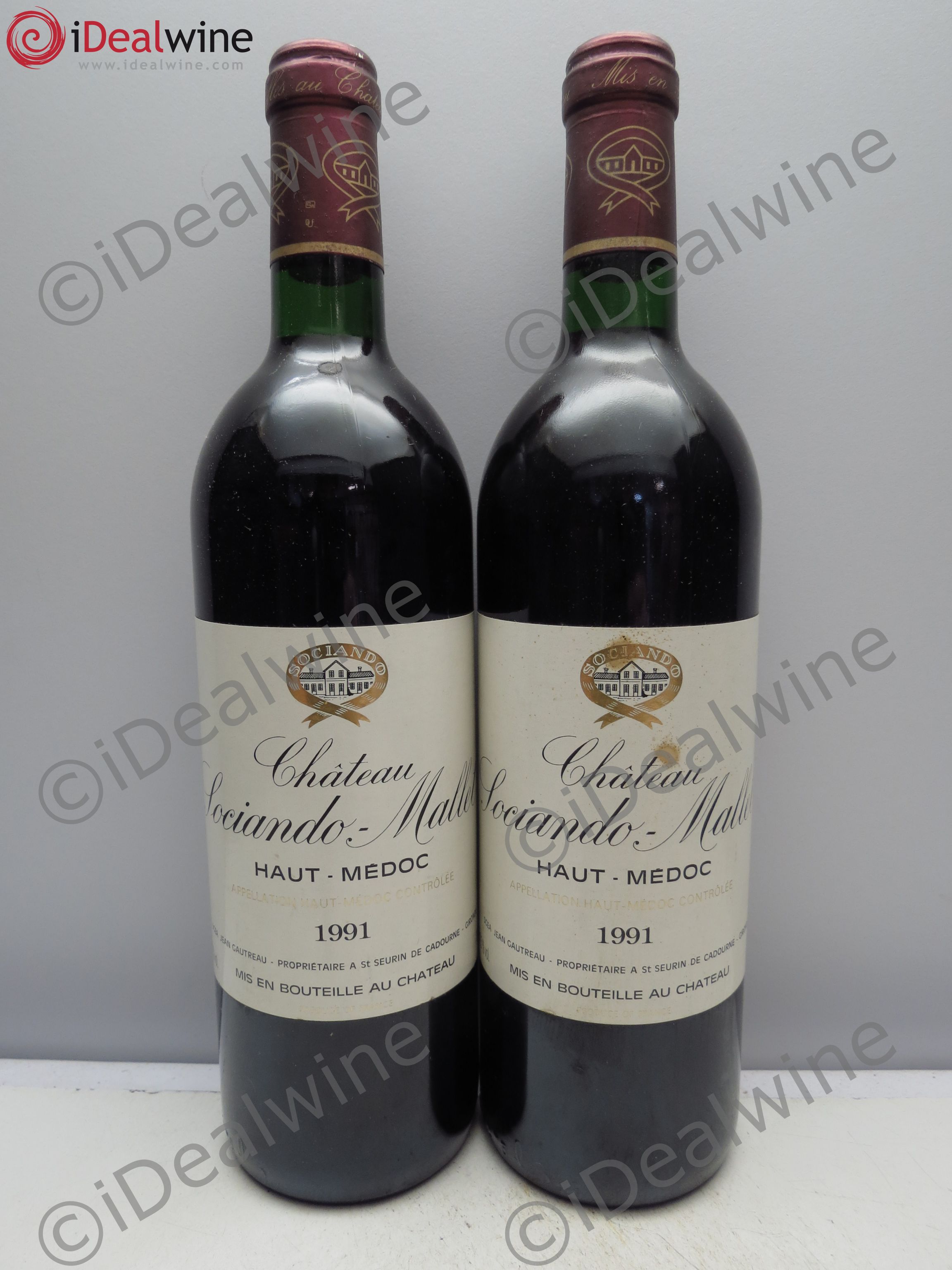 Château Sociando Mallet 1991 - Lot de 2 bouteilles - 0