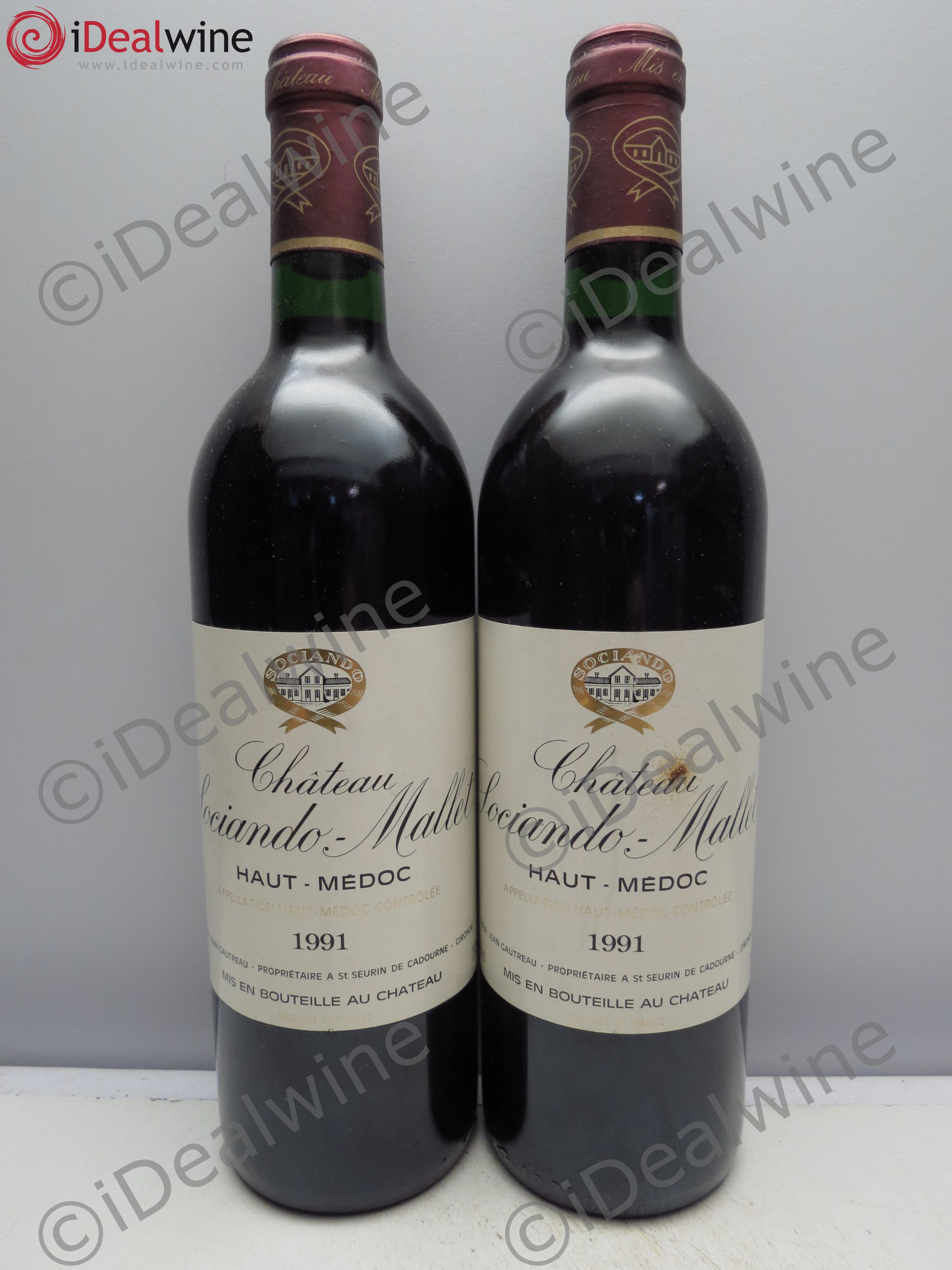 Château Sociando Mallet 1991 - Lot de 2 bouteilles - 0
