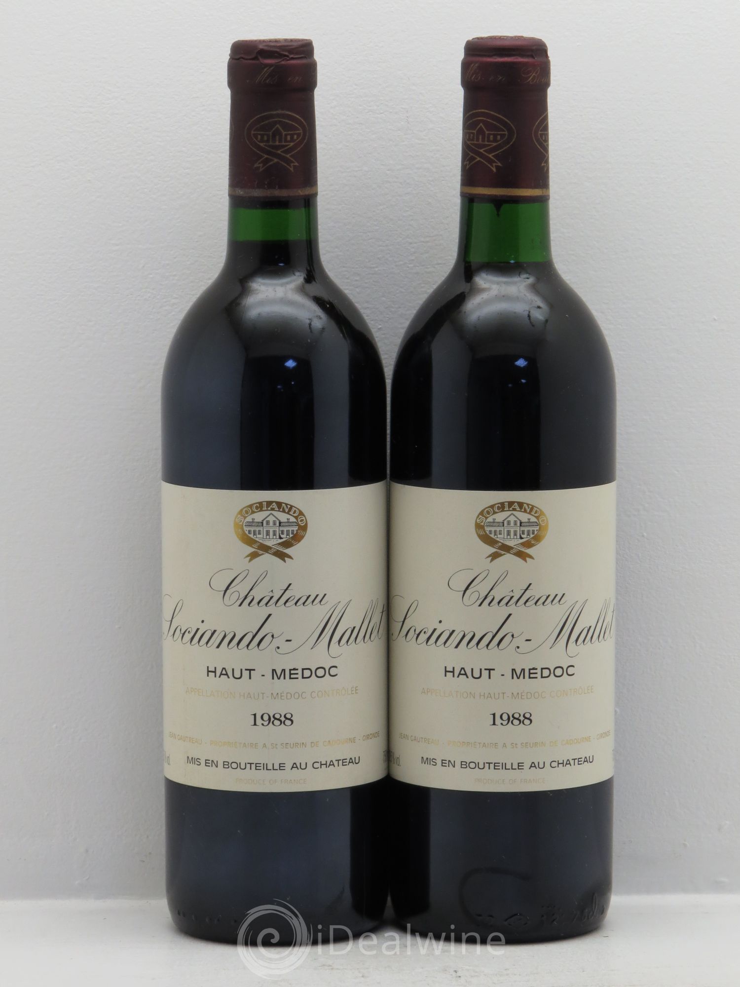Château Sociando Mallet 1988 - Lot de 2 bouteilles - 0
