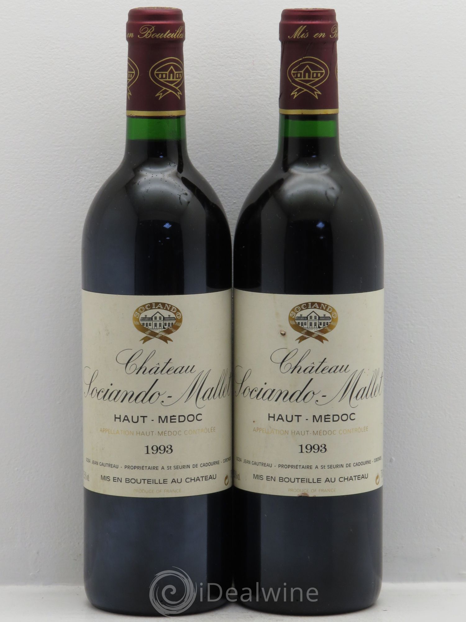 Château Sociando Mallet 1993 - Lot de 2 bouteilles - 0