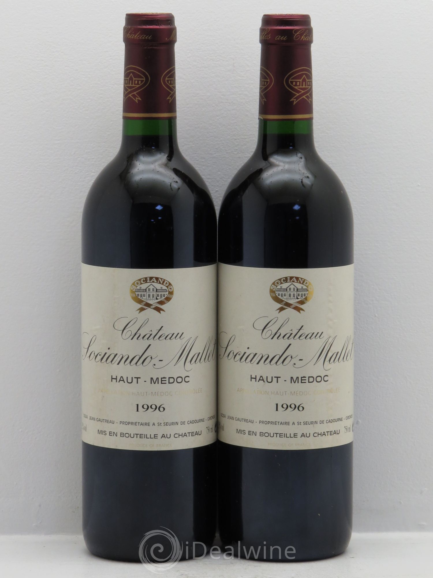 Château Sociando Mallet 1996 - Lot de 2 bouteilles - 0