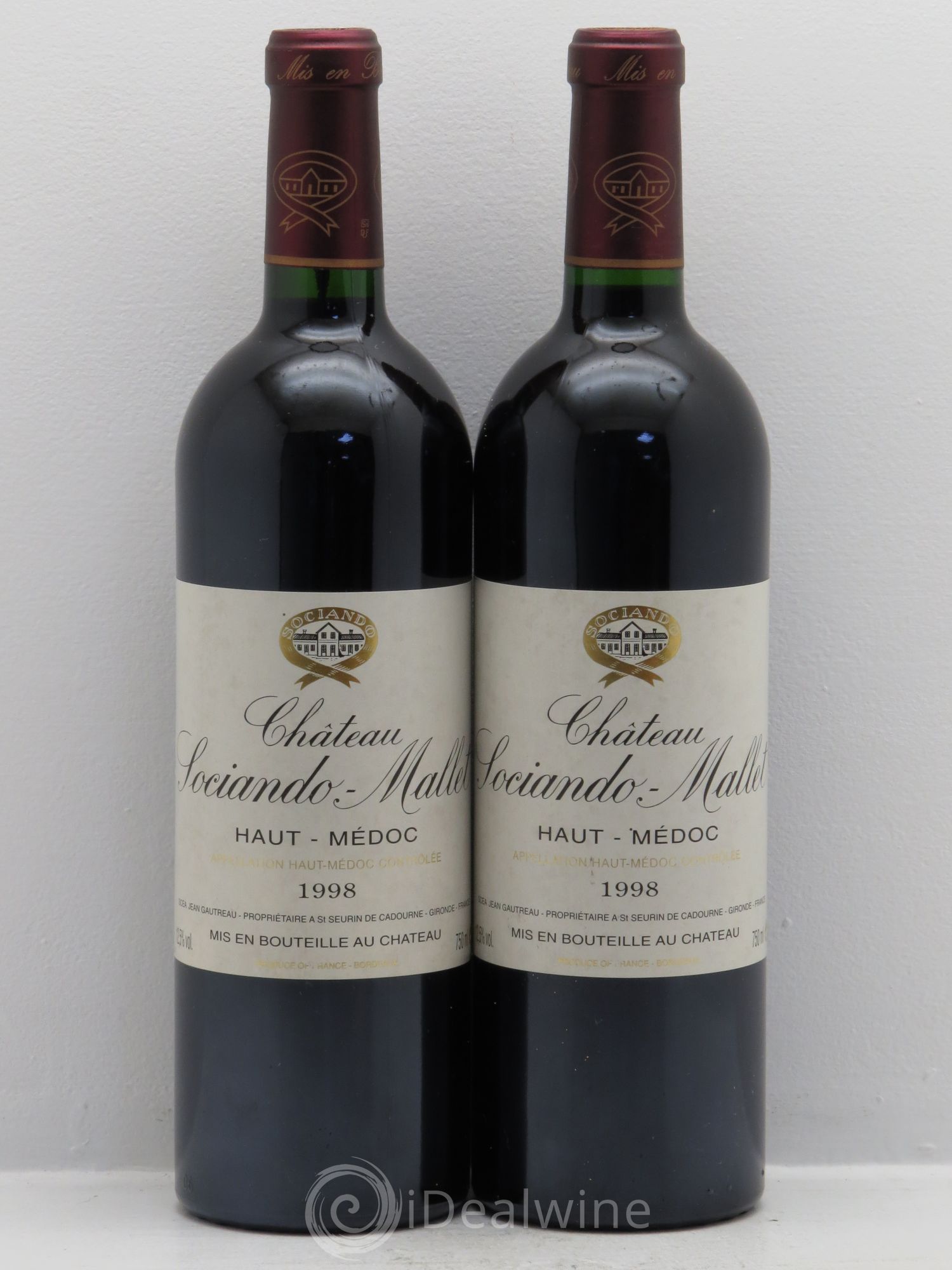 Château Sociando Mallet 1998 - Lot de 2 bouteilles - 0