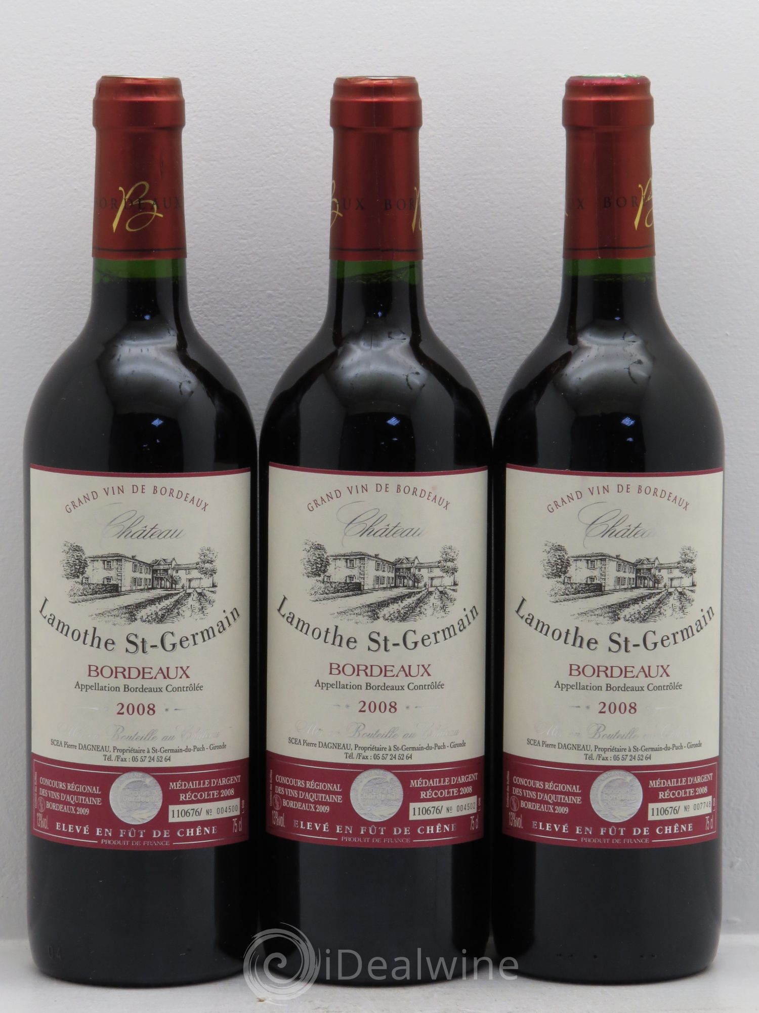 Bordeaux Lamothe Saint Germain (sans prix de réserve) 2008 - Posten von 3 Flaschen - 0