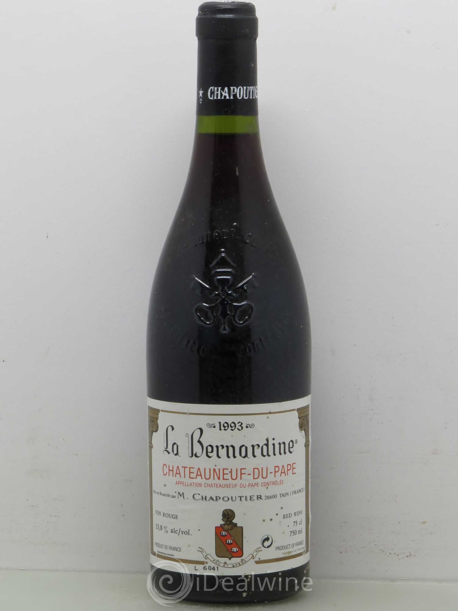 Châteauneuf-du-Pape La Bernardine Chapoutier 1993 - Lot de 1 bouteille - 0