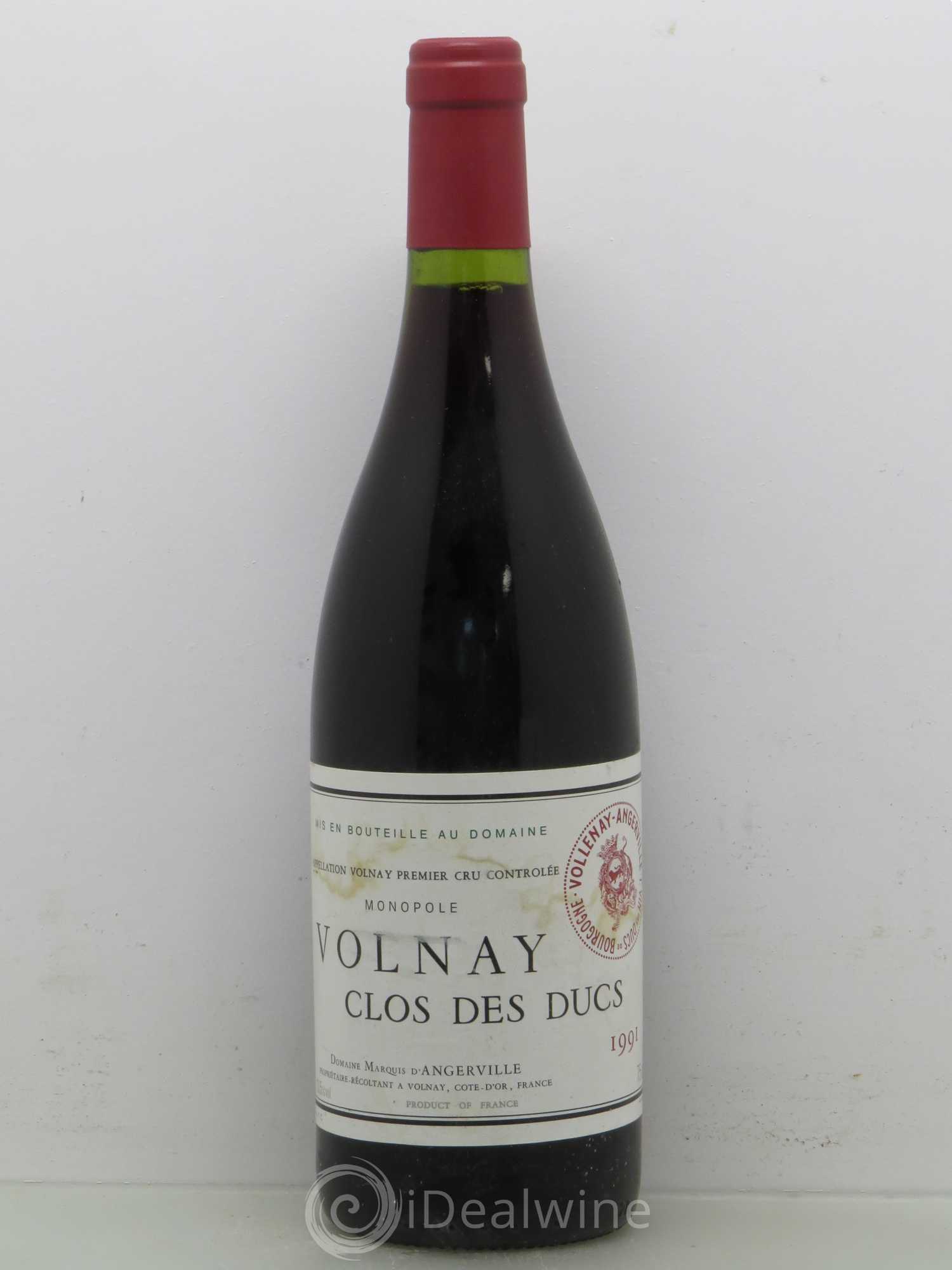 Volnay 1er Cru Clos des Ducs Marquis d'Angerville (Domaine) 1991 - Posten von 1 Flasche - 0