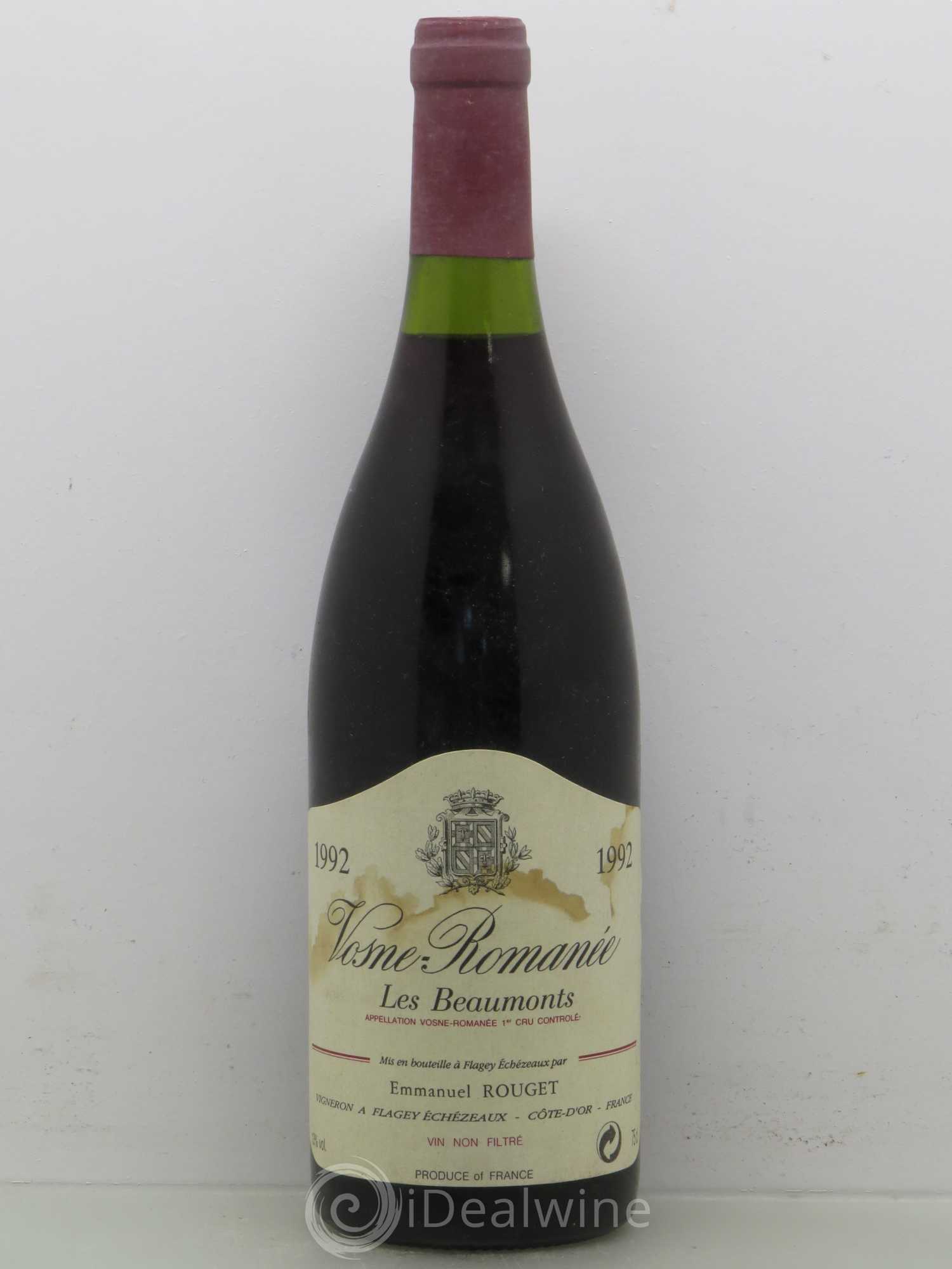 Vosne-Romanée 1er Cru Les Beaumonts Emmanuel Rouget 1992 - Lot de 1 bouteille - 0