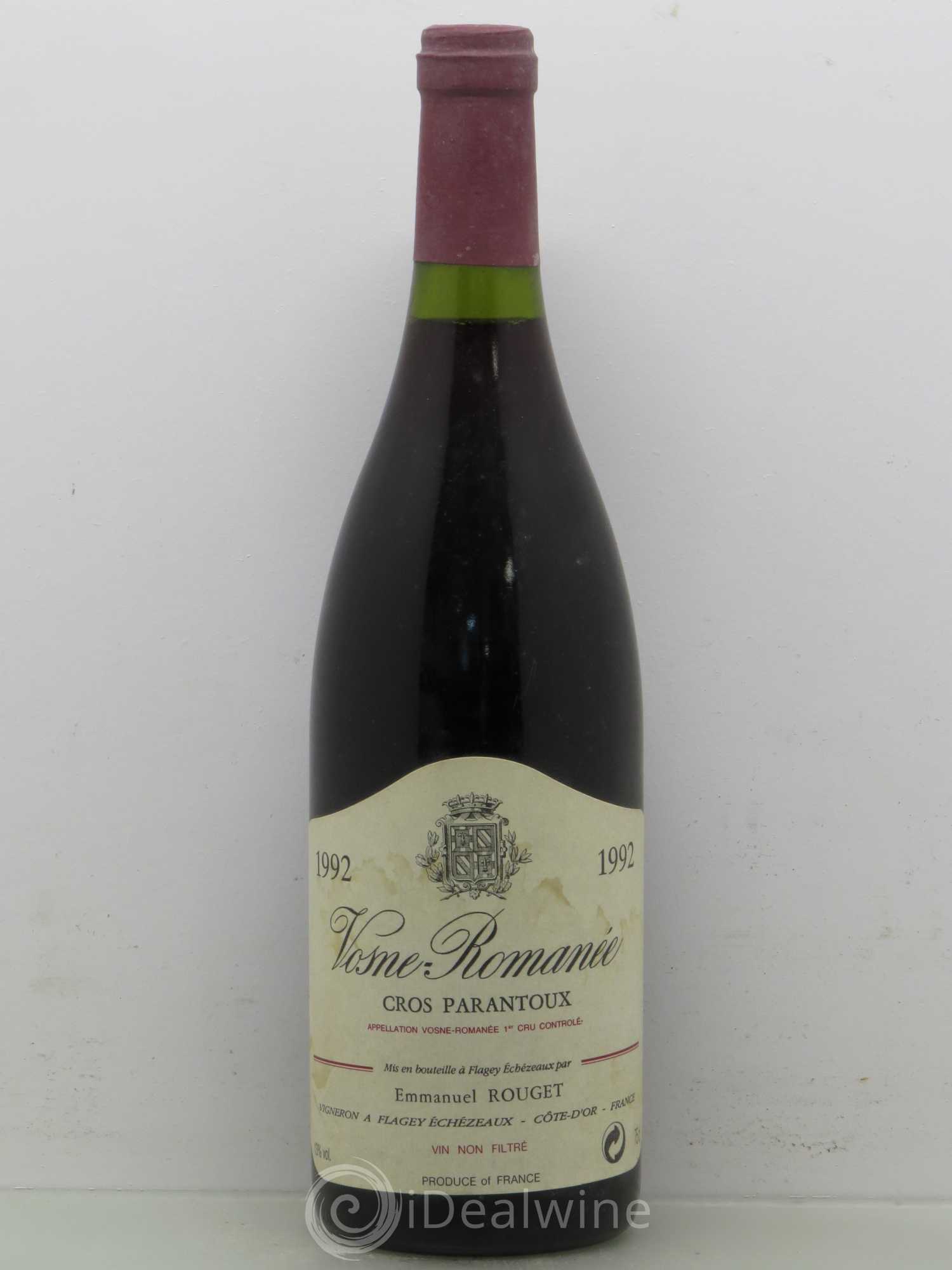 Vosne-Romanée 1er Cru Cros Parantoux Emmanuel Rouget 1992 - Lot de 1 bouteille - 0