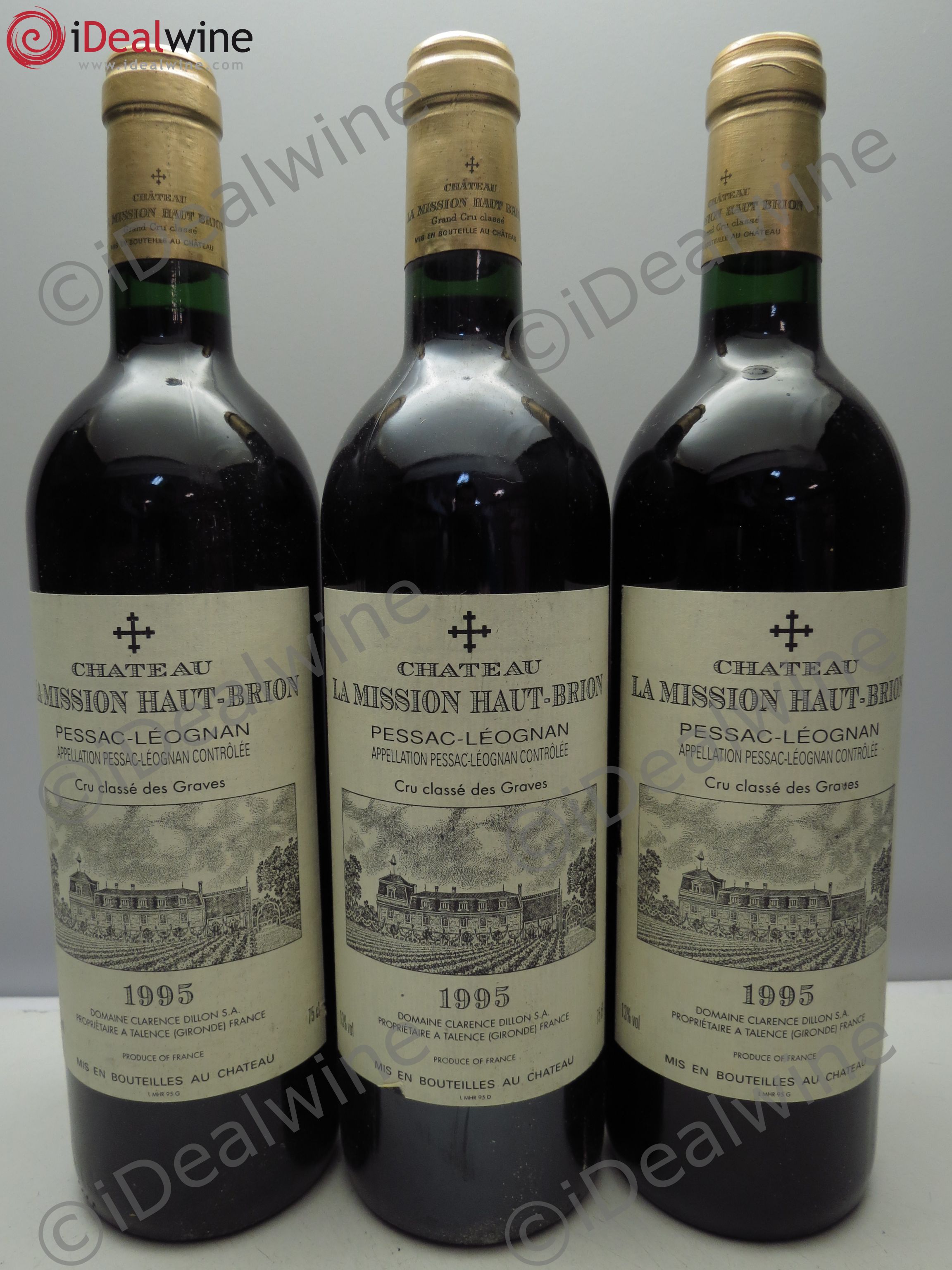 Château la Mission Haut-Brion Cru Classé de Graves 1995 - Lot de 3 bouteilles - 0