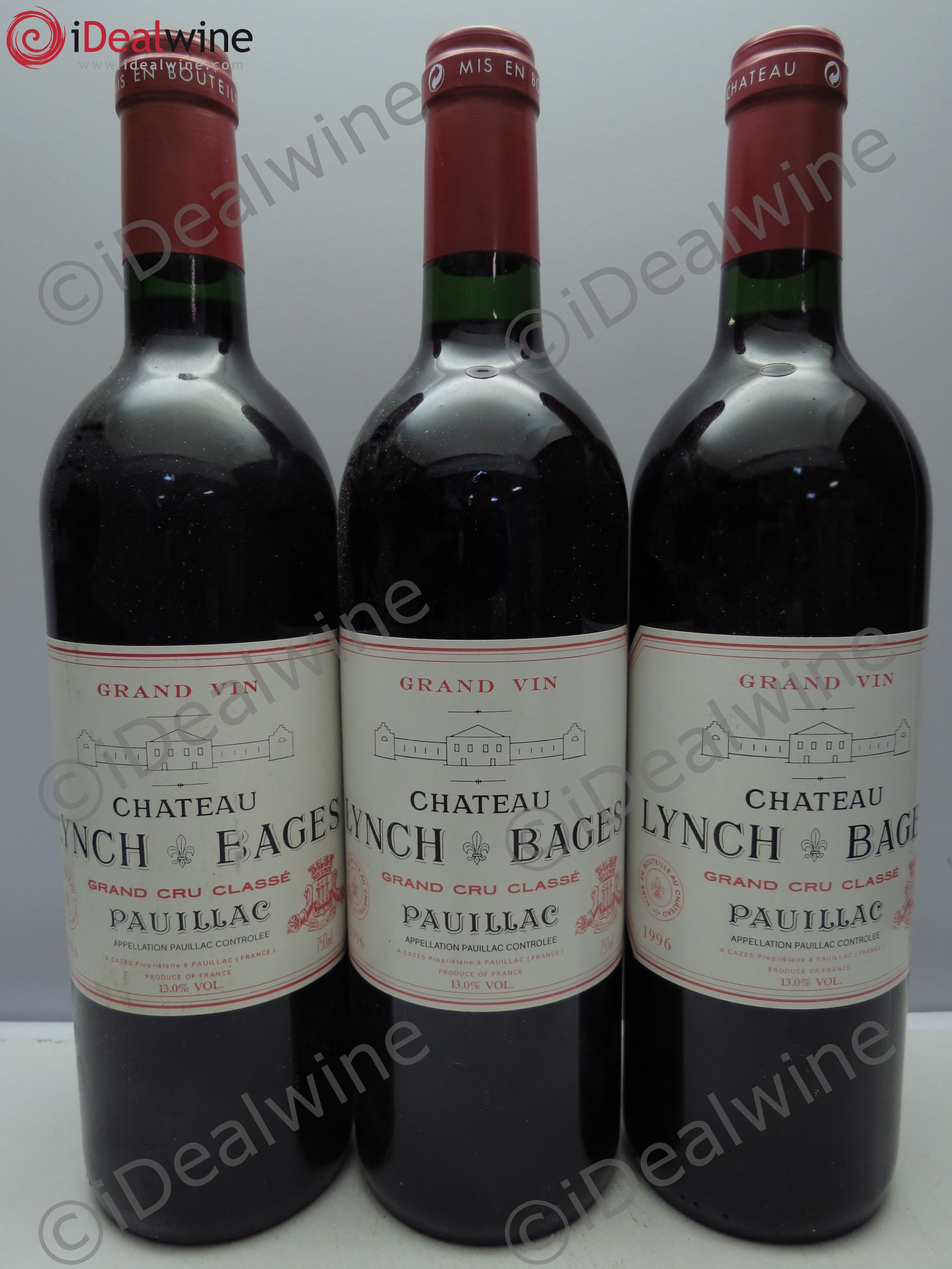 Château Lynch Bages 5ème Grand Cru Classé 1996 - Lot de 3 bouteilles - 0