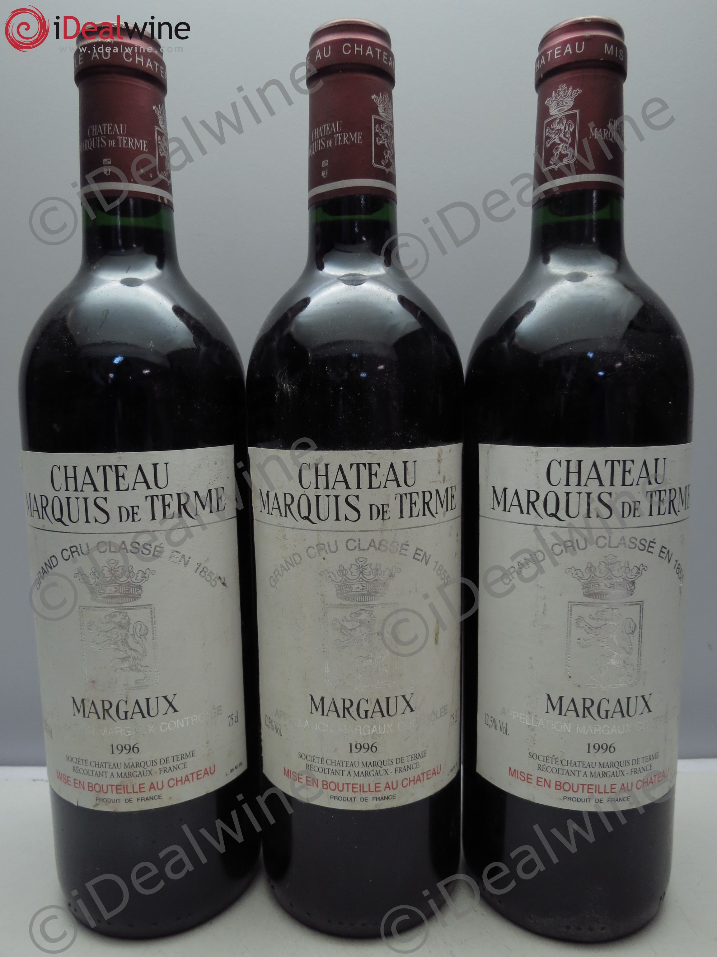 Château Marquis de Terme 4ème Grand Cru Classé 1996 - Lot de 3 bouteilles - 0