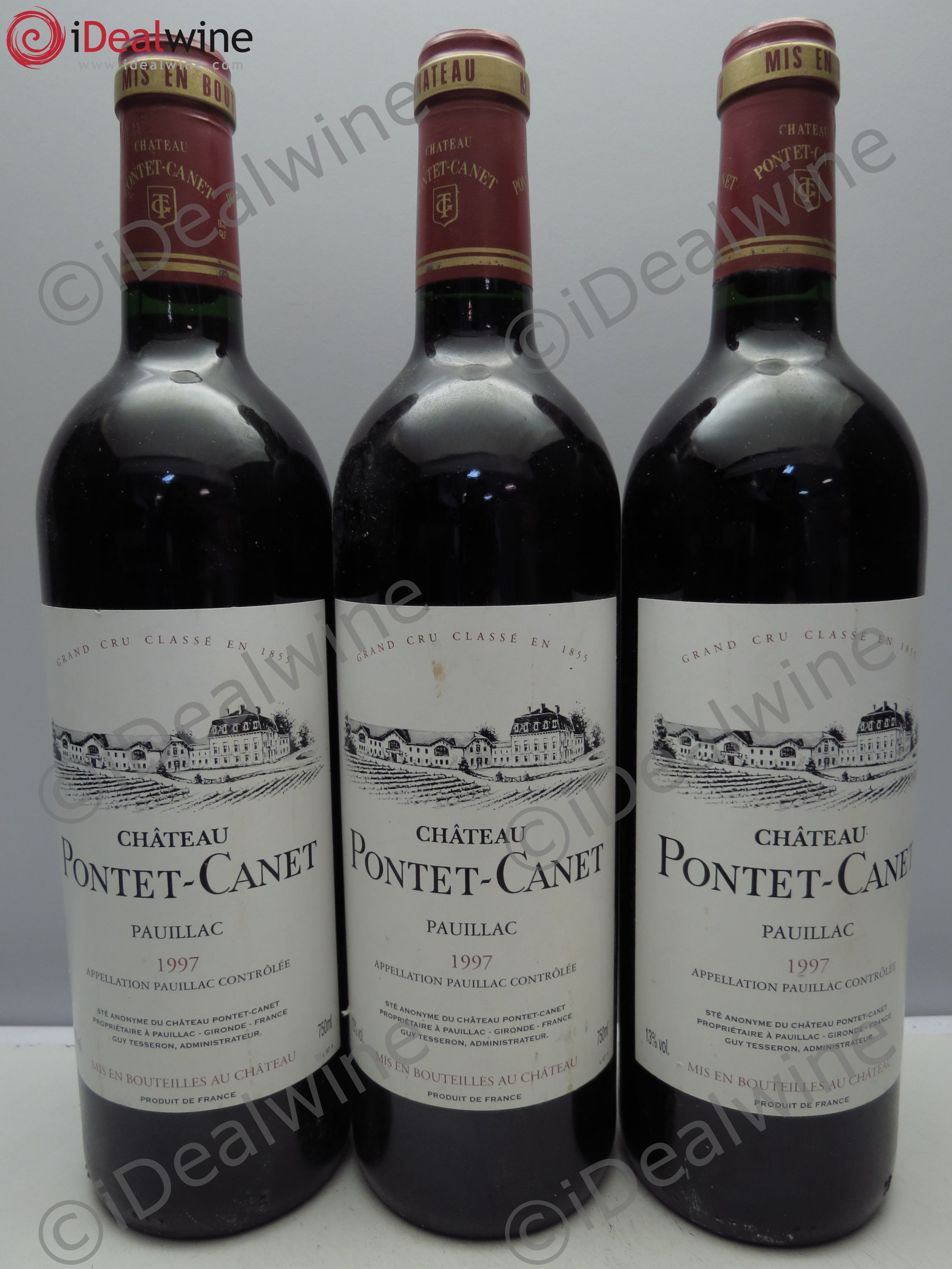 Château Pontet Canet 5ème Grand Cru Classé 1997 - Lot de 3 bouteilles - 0