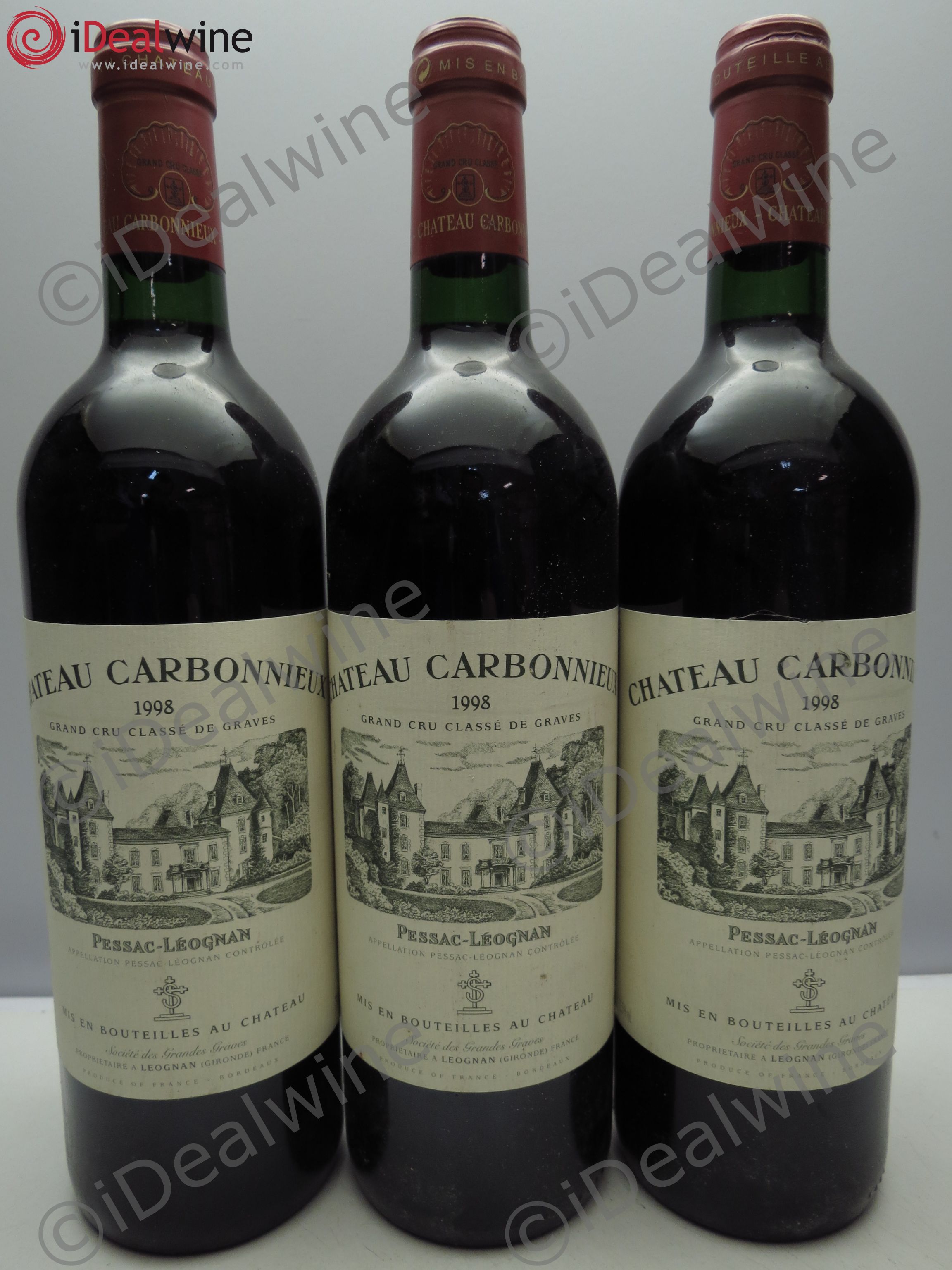 Château Carbonnieux Cru Classé de Graves 1998 - Lot de 3 bouteilles - 0