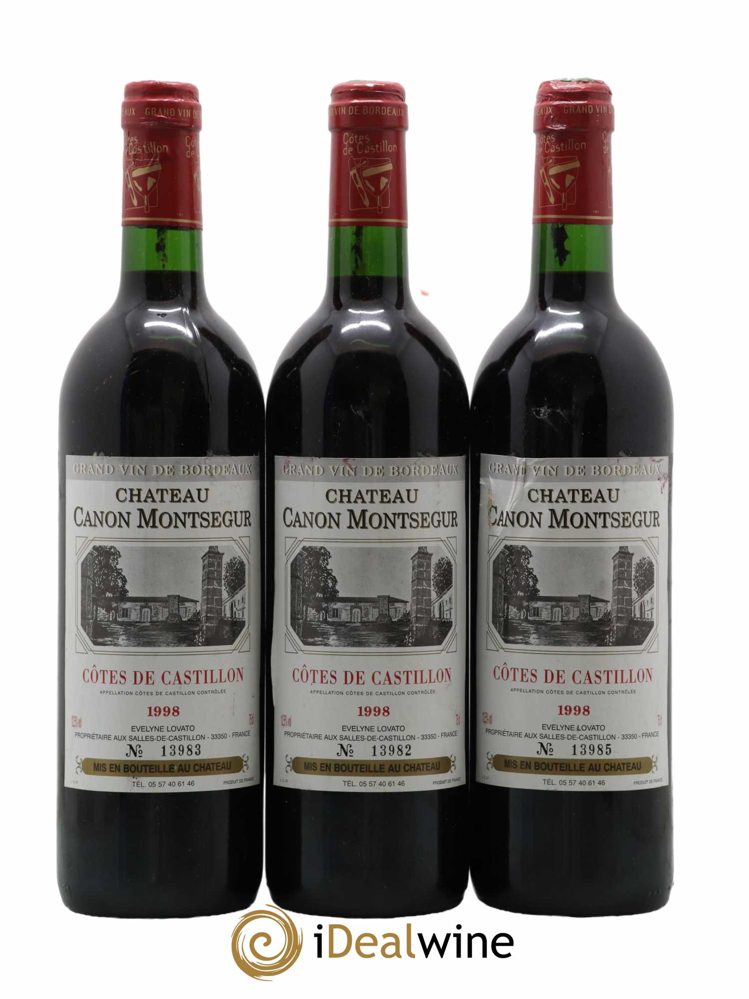 Castillon-Côtes-de-Bordeaux (Côtes-de-Castillon) Chateau Canon Montsegur 1998 - Posten von 3 Flaschen - 0