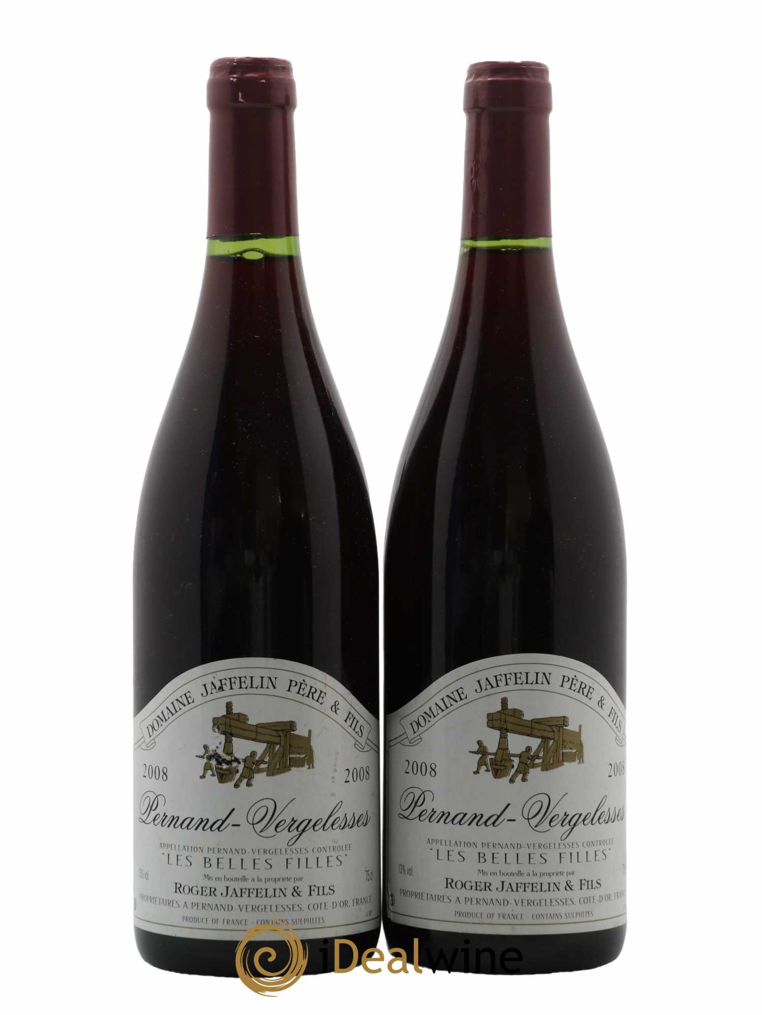 Pernand-Vergelesses Les Belles Filles Roger Jaffelin & Fils 2008 - Lot de 2 bouteilles - 0
