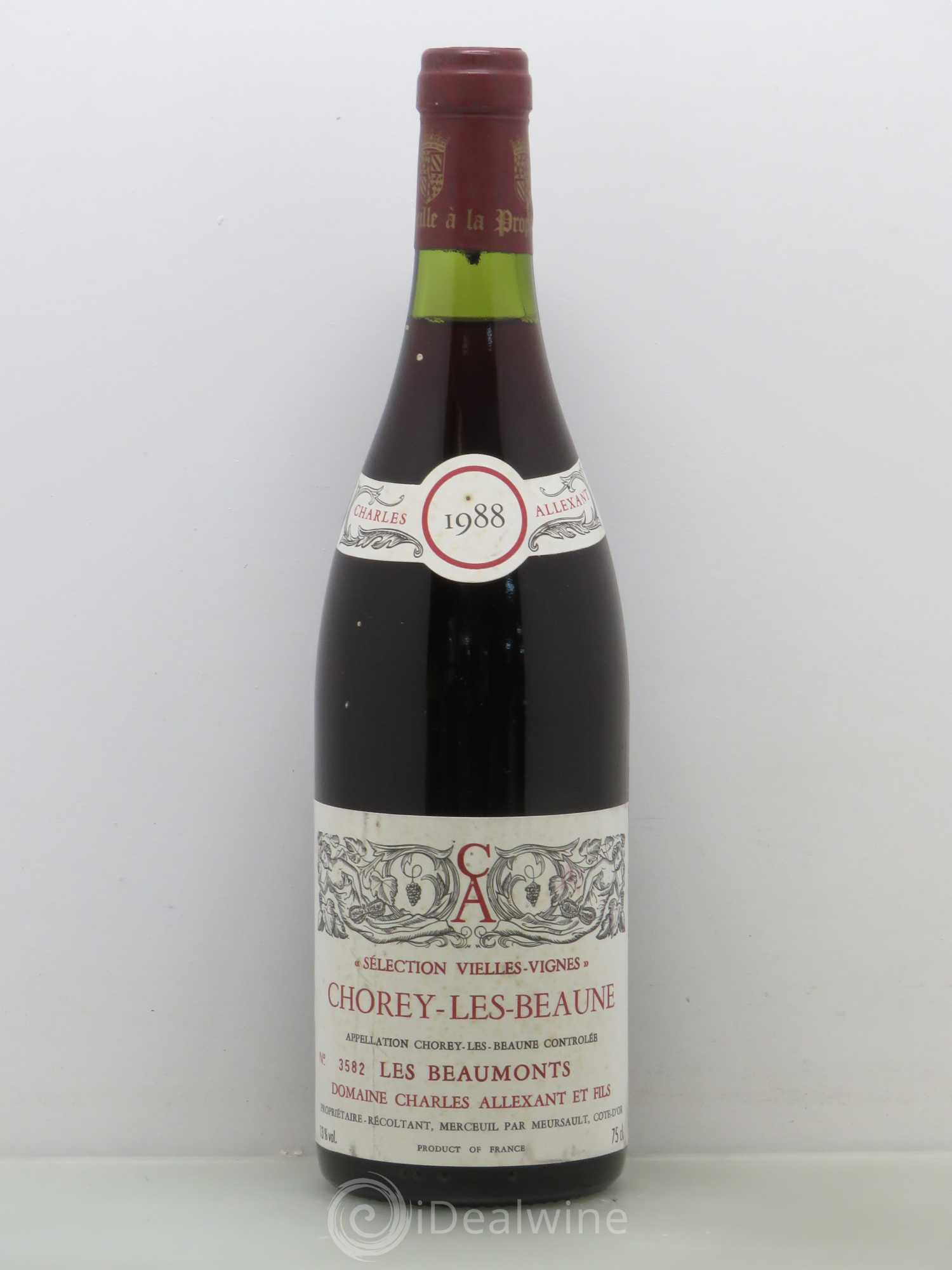 Chorey-lès-Beaune Les Beaumonts Vieilles Vignes Domaine Charles Allexant Et Fils 1988 - Posten von 1 Flasche - 0