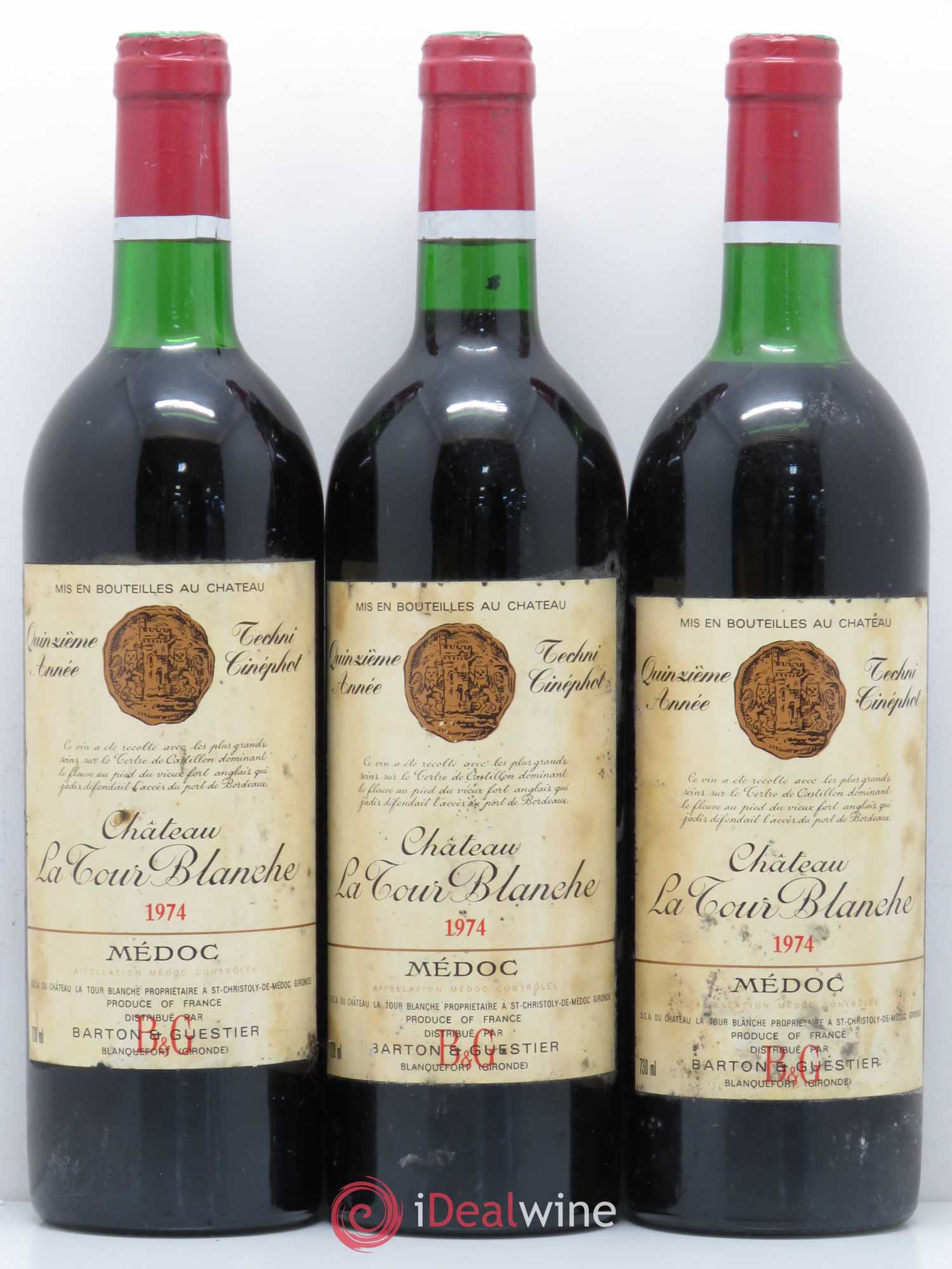 Pauillac Château la Tour Blanche 1974 - Posten von 3 Flaschen - 0