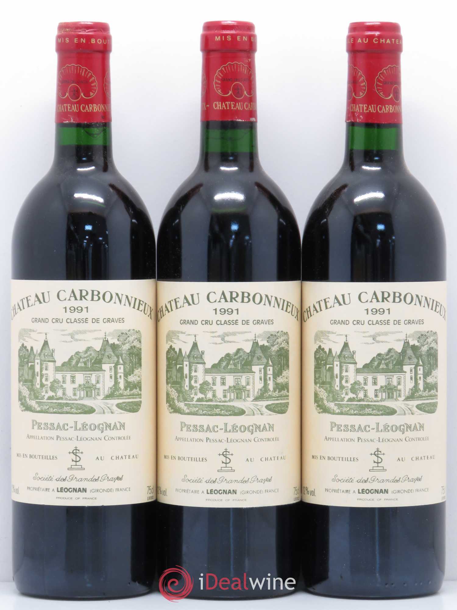 Château Carbonnieux Cru Classé de Graves 1991 - Lot de 3 bouteilles - 0