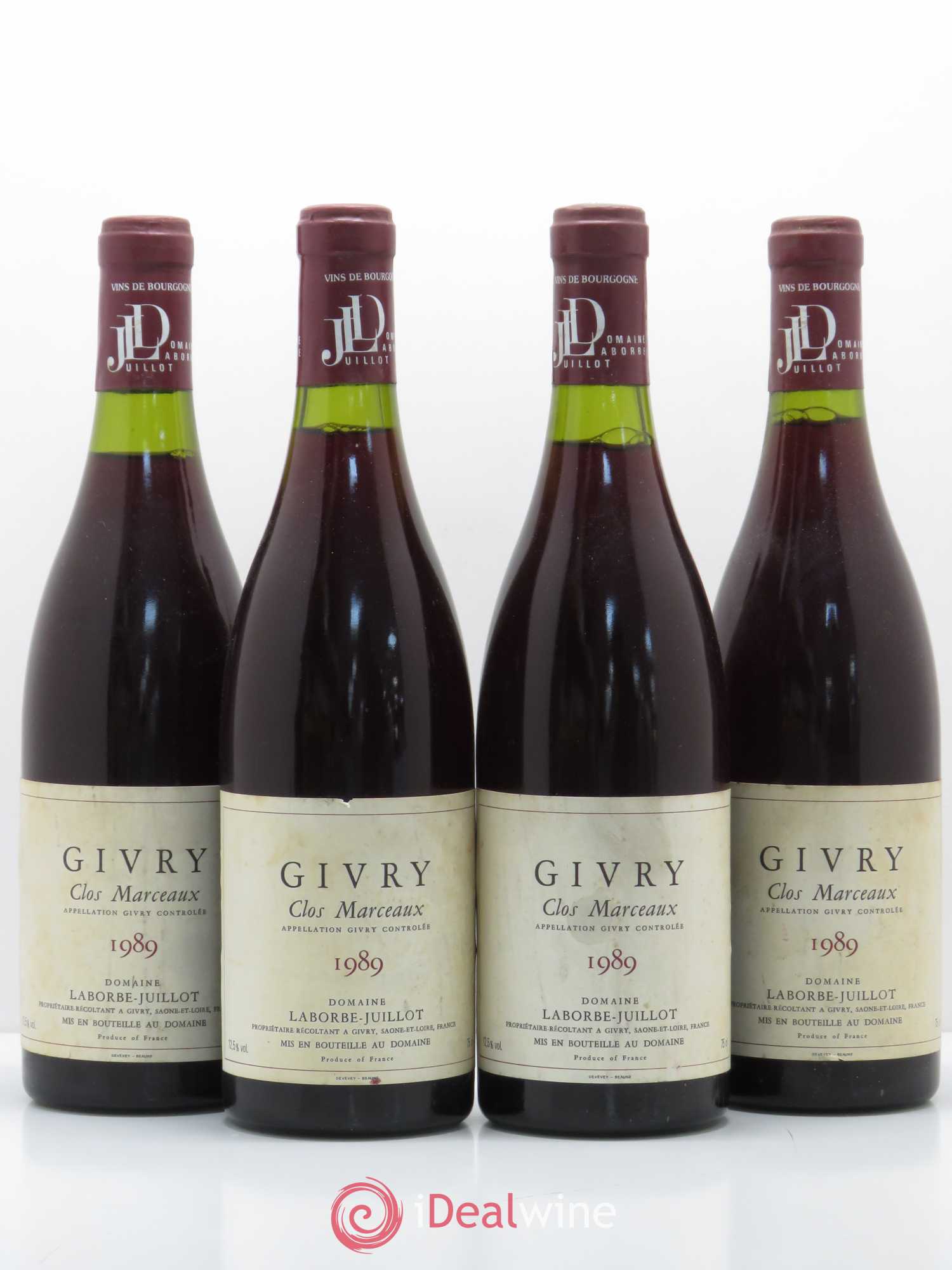 Givry Clos Marceaux Domaine Laborde Juillot 1989 - Posten von 4 Flaschen - 0