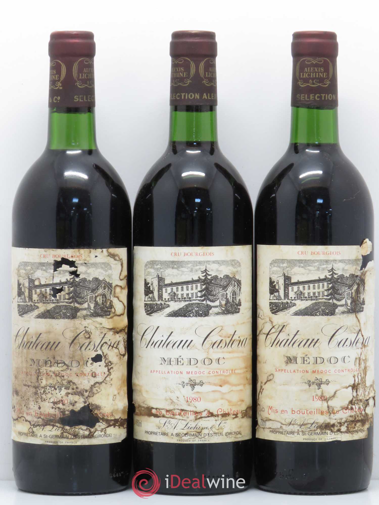 Château Castera Cru Bourgeois 1980 - Lot de 3 bouteilles - 0