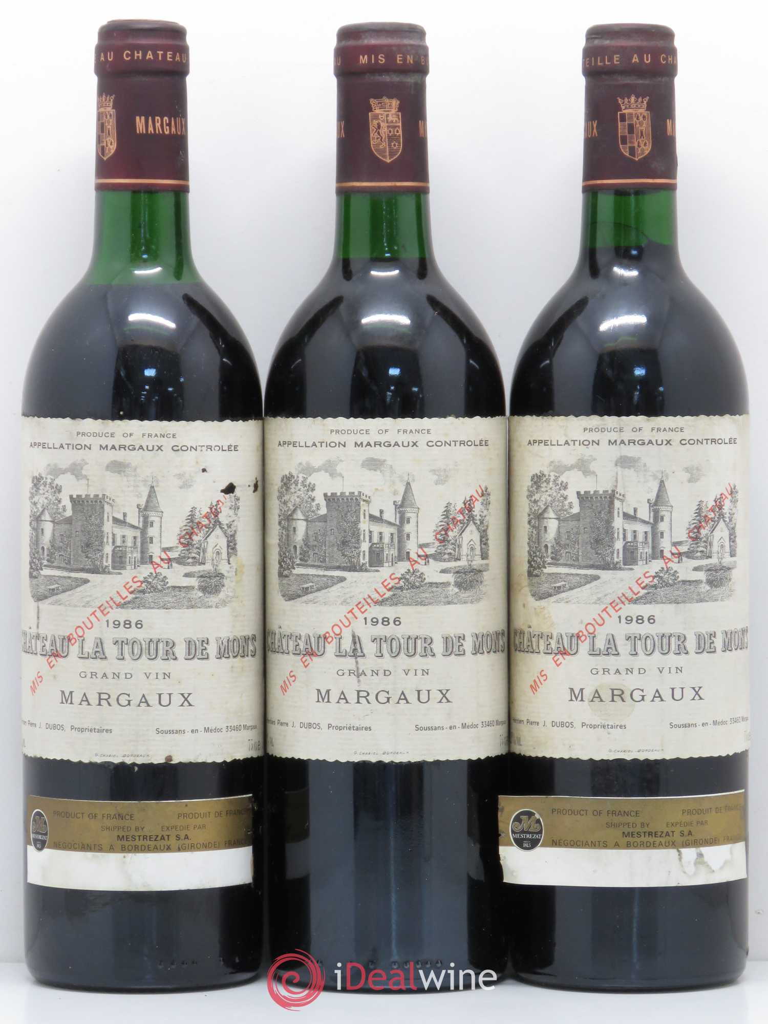 Château la Tour de Mons Cru Bourgeois 1986 - Lot de 3 bouteilles - 0