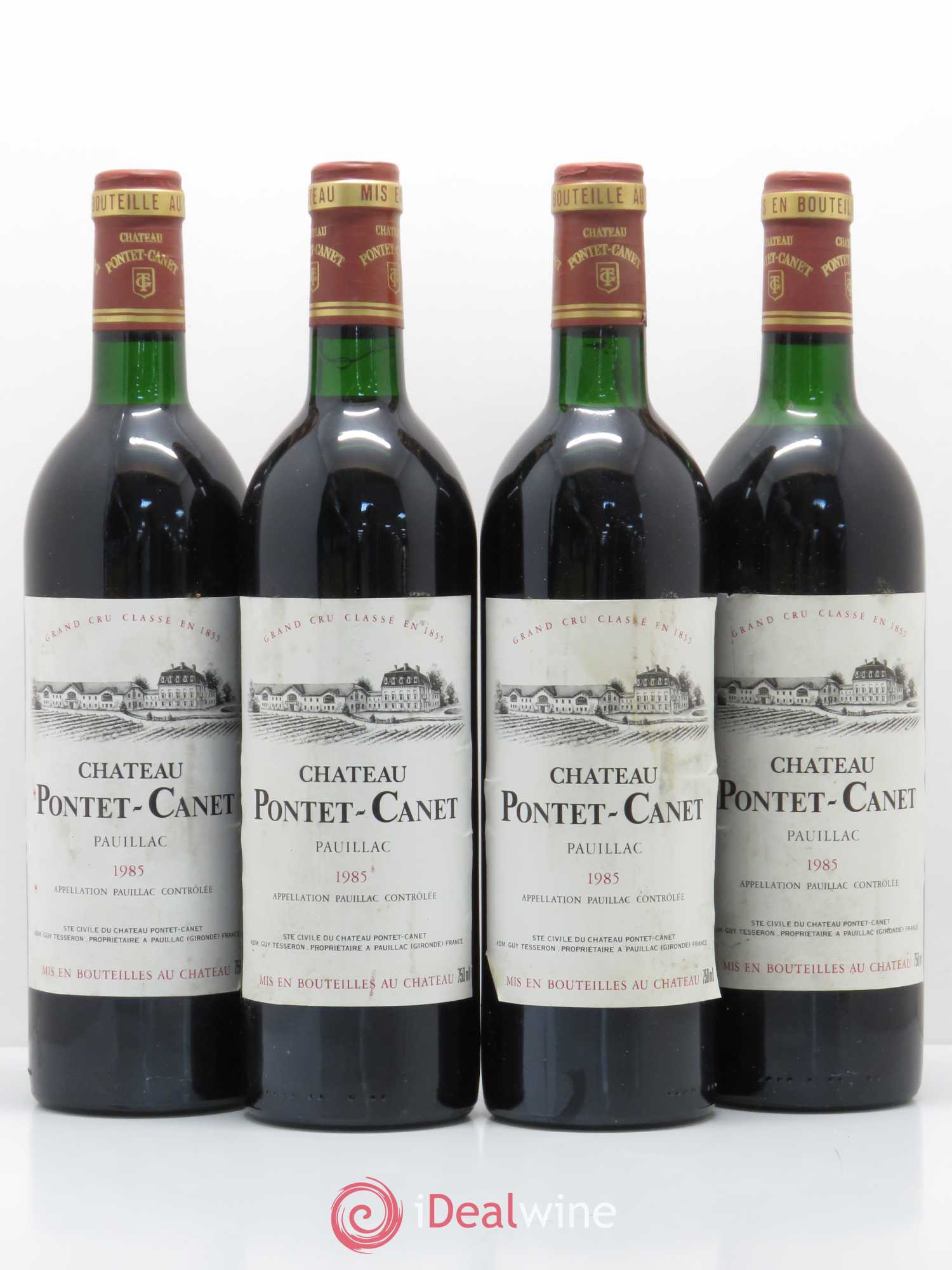 Château Pontet Canet 5ème Grand Cru Classé 1985 - Lot de 4 bouteilles - 0