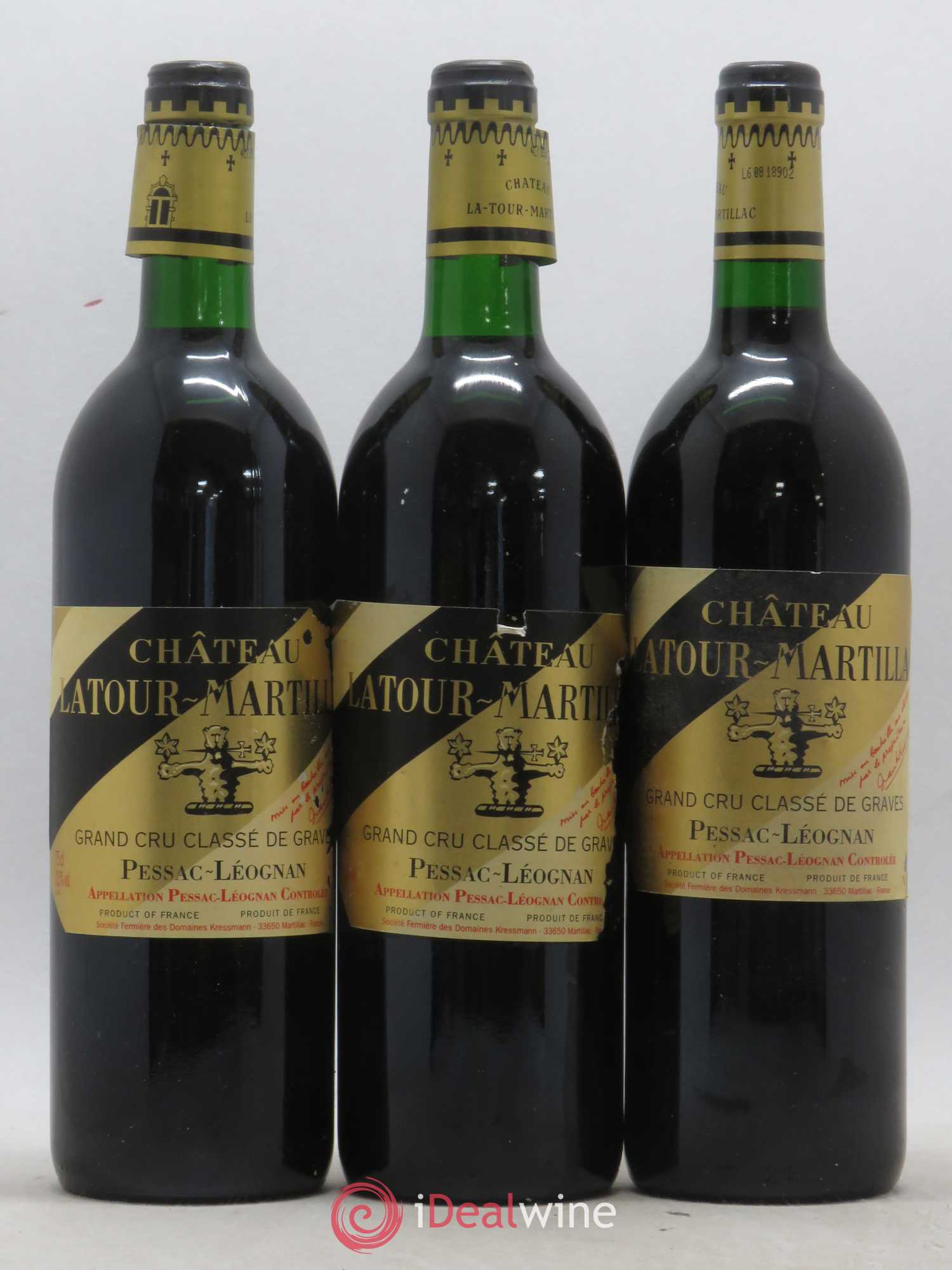 Château Latour-Martillac Cru Classé de Graves 1994 - Lot de 3 bouteilles - 0