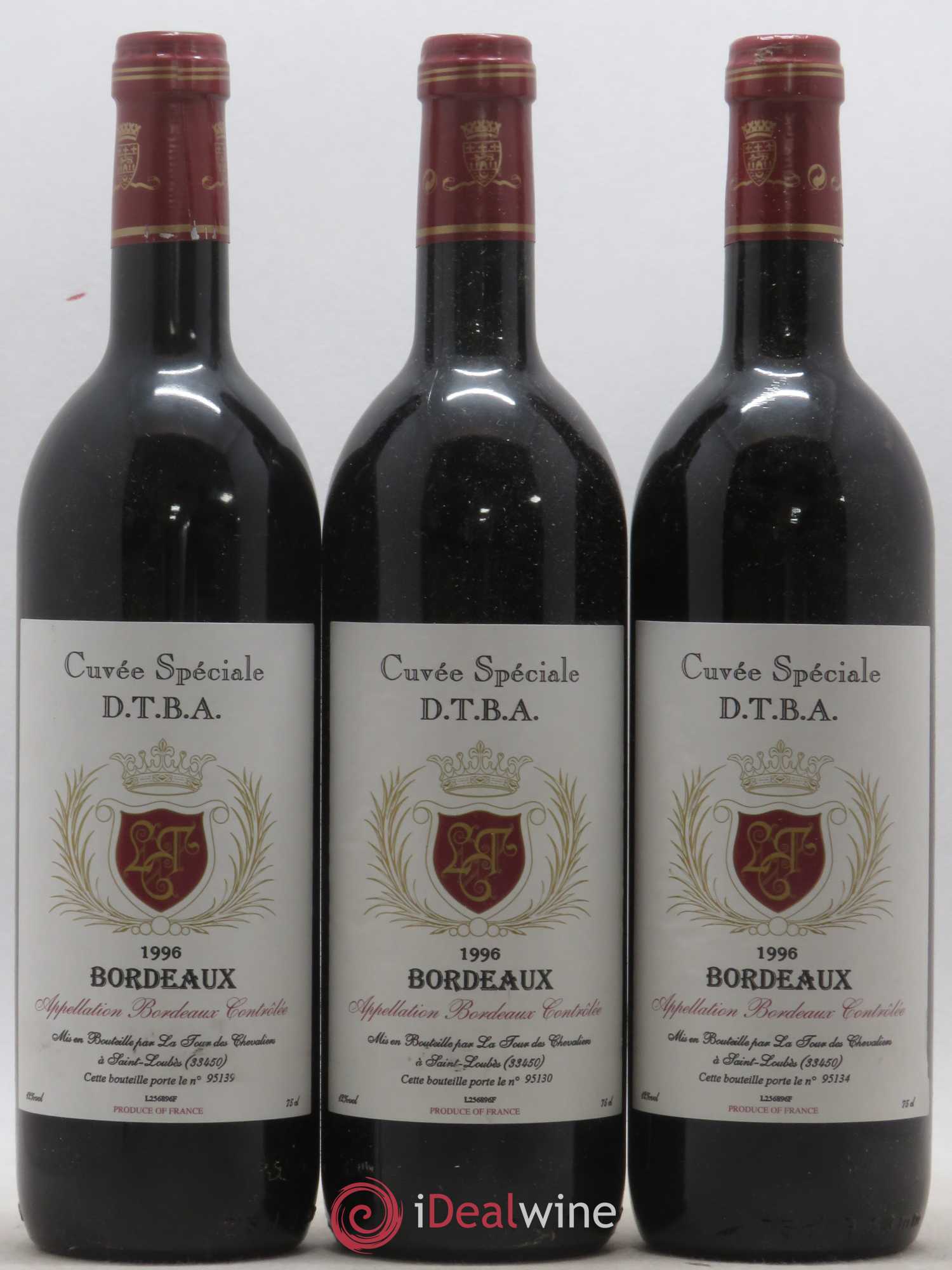Bordeaux Cuvée Speciale D.T.B.A La Tour des Chevaliers (sans prix de réserve) 1996 - Posten von 3 Flaschen - 0