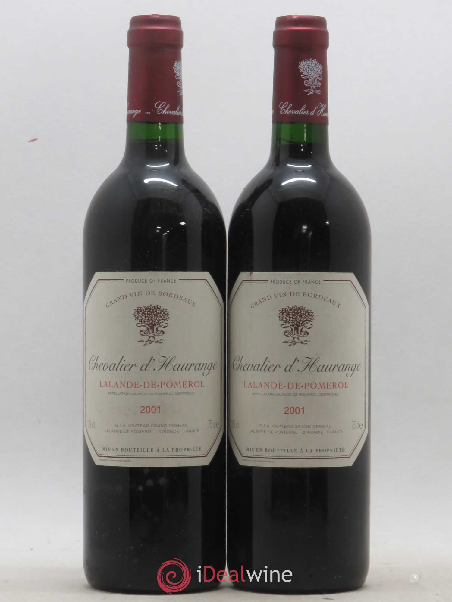 Bordeaux Chevalier d'Haurange 2001 - Lot de 2 bouteilles - 0