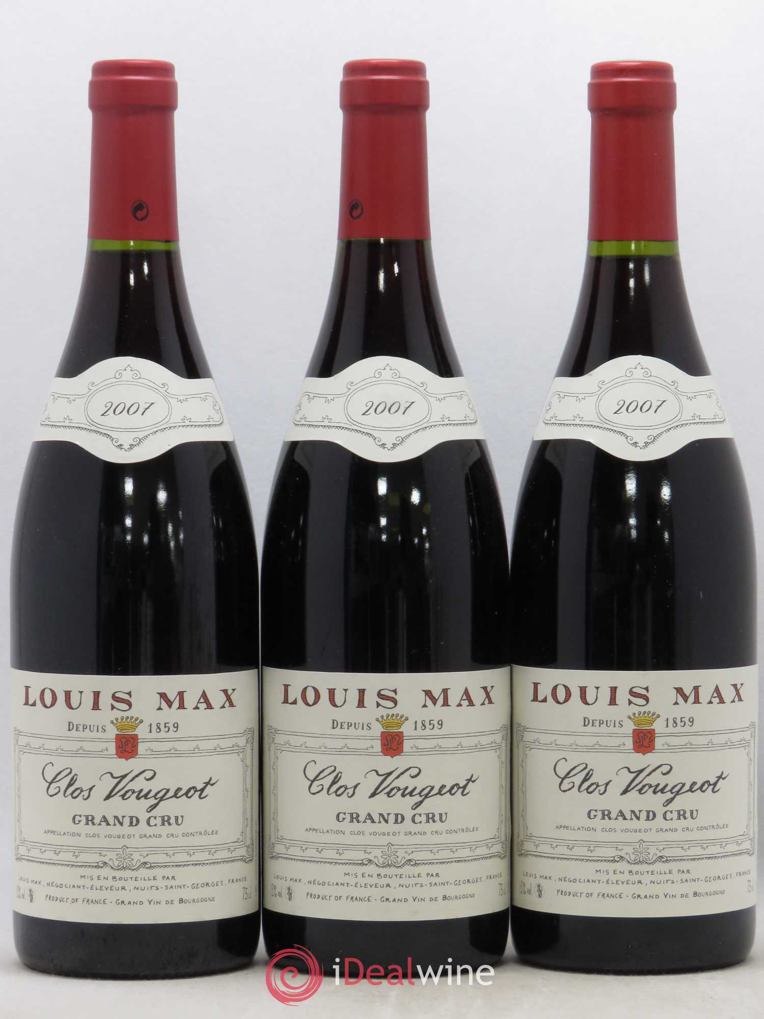 Clos de Vougeot Grand Cru Louis Max (sans prix de réserve) 2007 - Lot de 3 bouteilles - 0